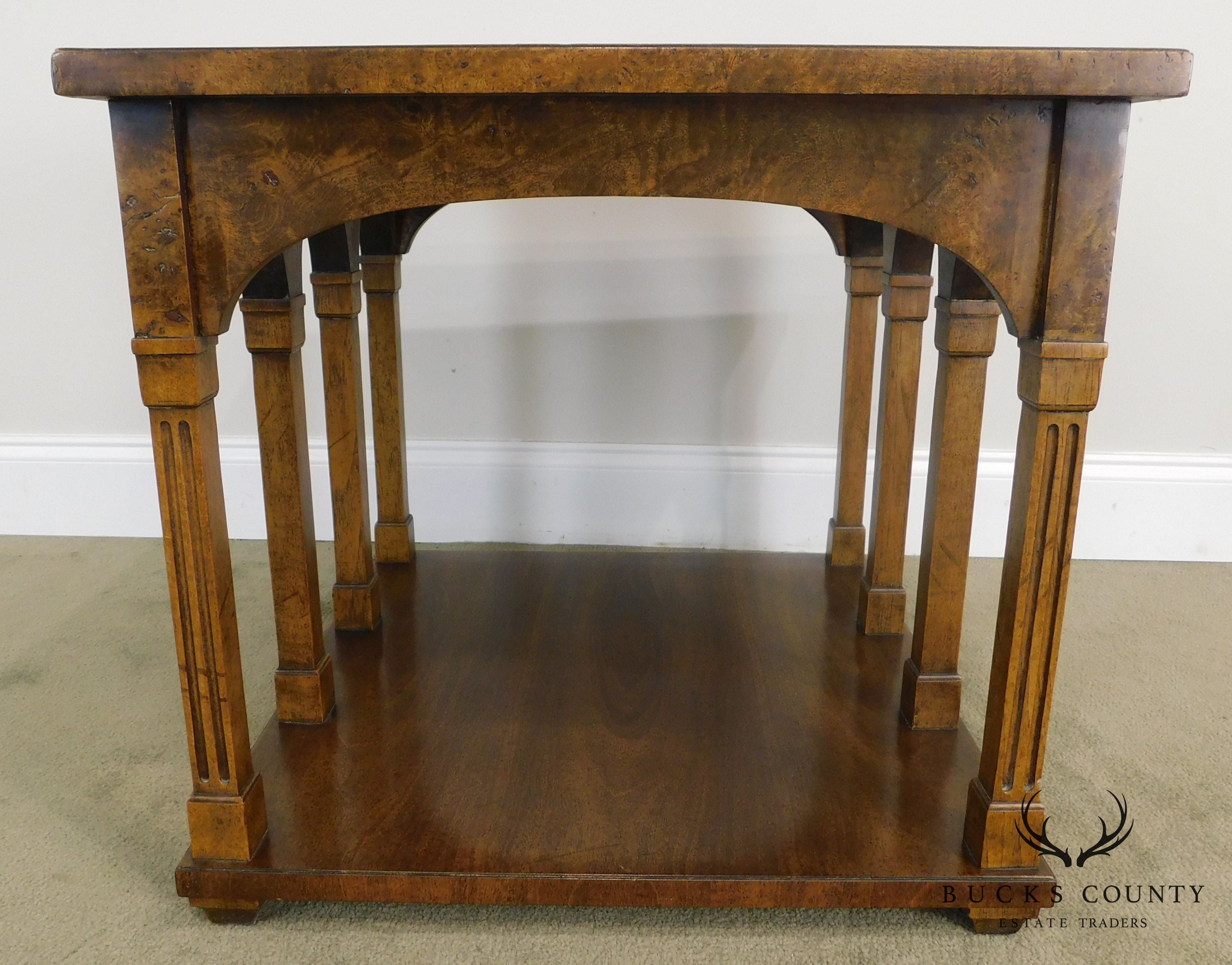 Coliseum Arched Burl Wood Mid Century Gibbings Era Side Table