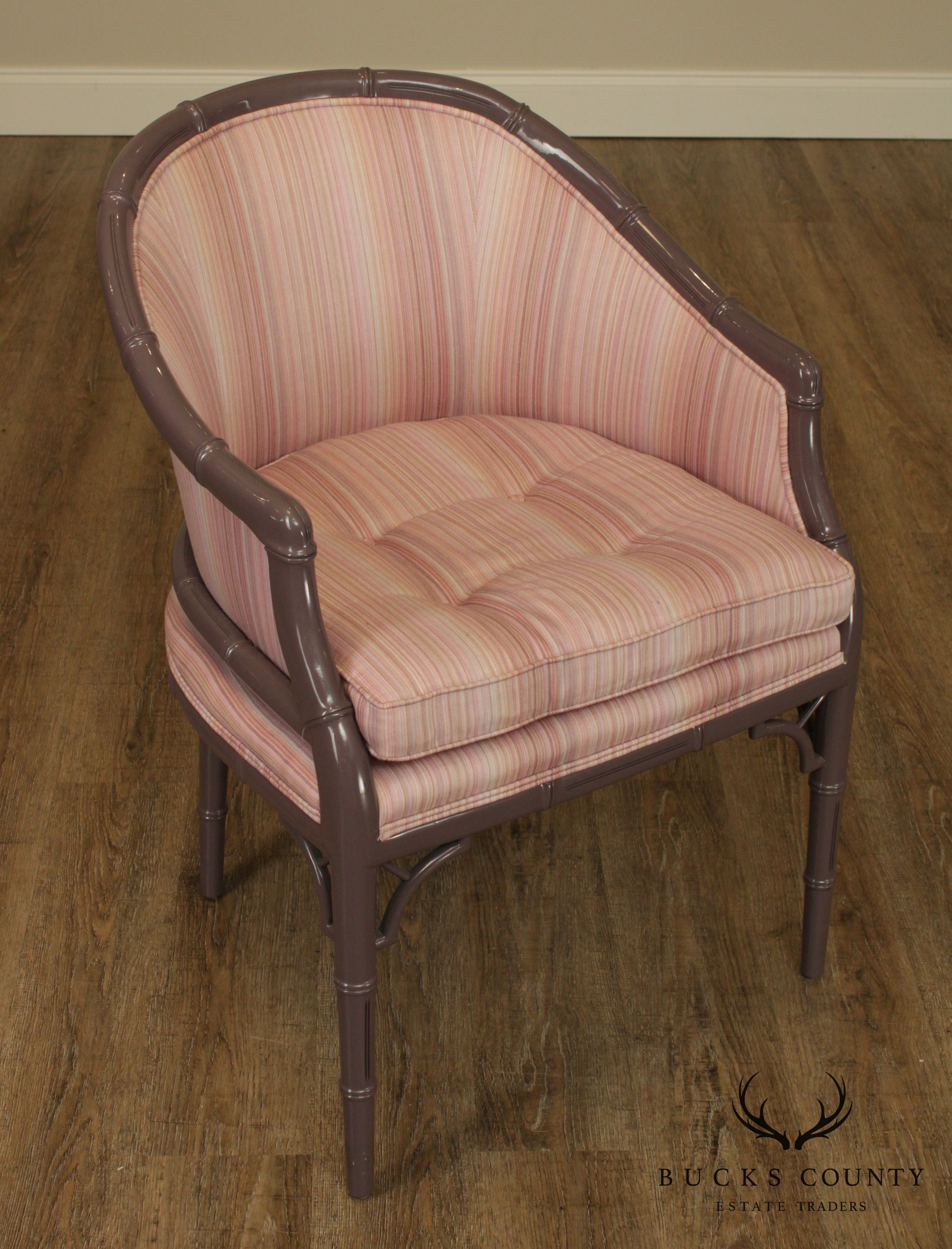 Century Furniture Faux Bamboo Mauve Lacquered Tub Chair