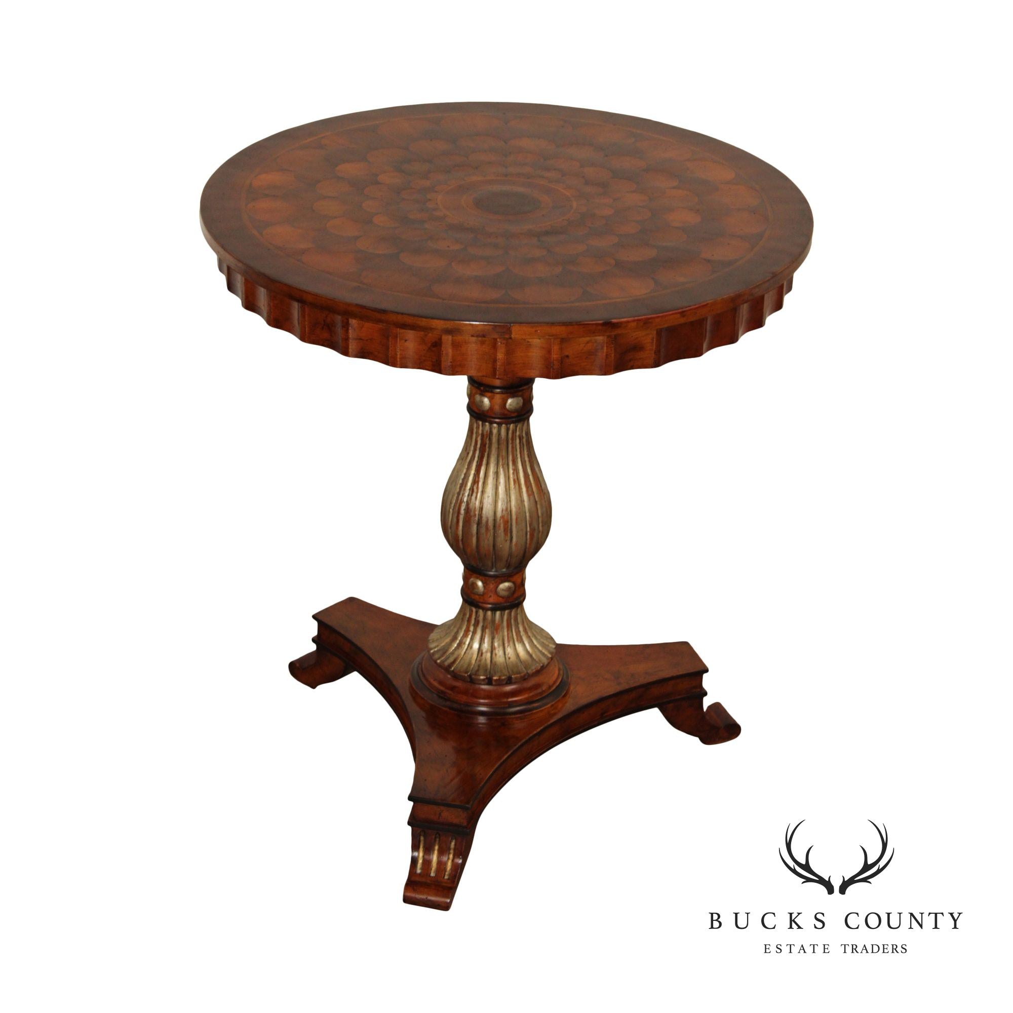 William IV Style Round Top Oyster Wood Tea Table