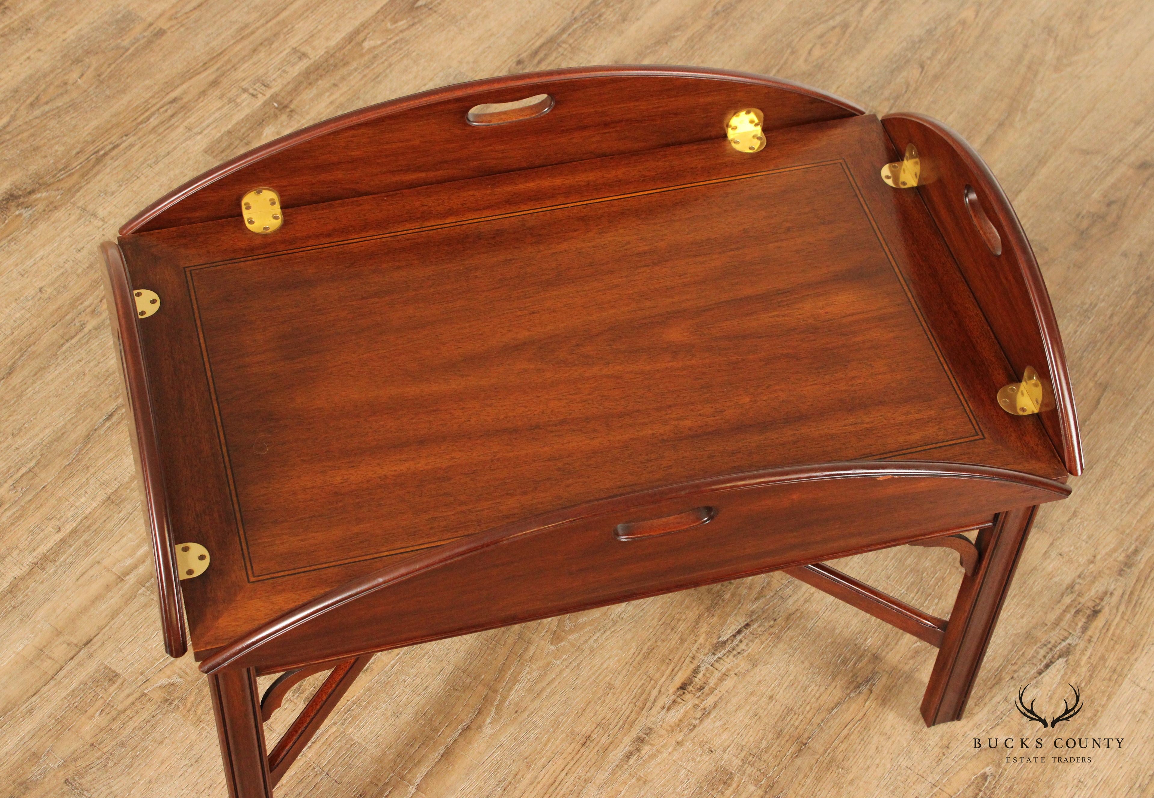 Henkel-Harris Chippendale Style Mahogany Butler's Tray Coffee Table