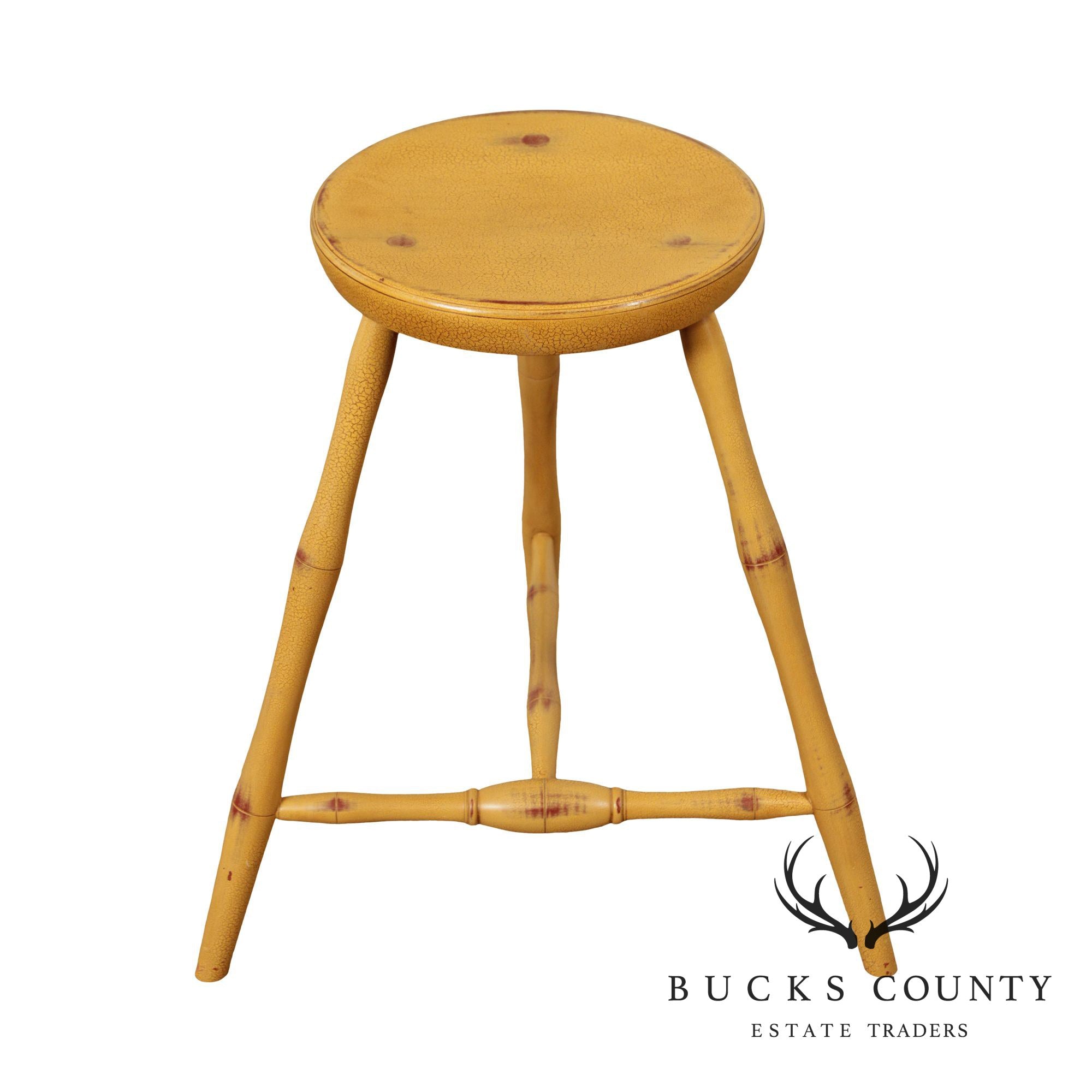 D.R. Dimes Mustard Yellow Painted 3 Legged Stool