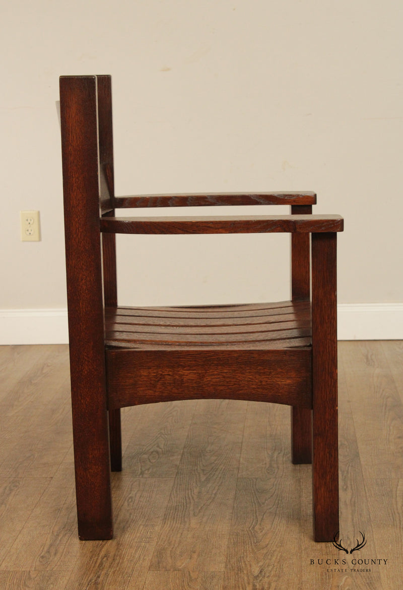 Antique Black River Bending Co. Arts and Crafts Pair of Oak Armchairs