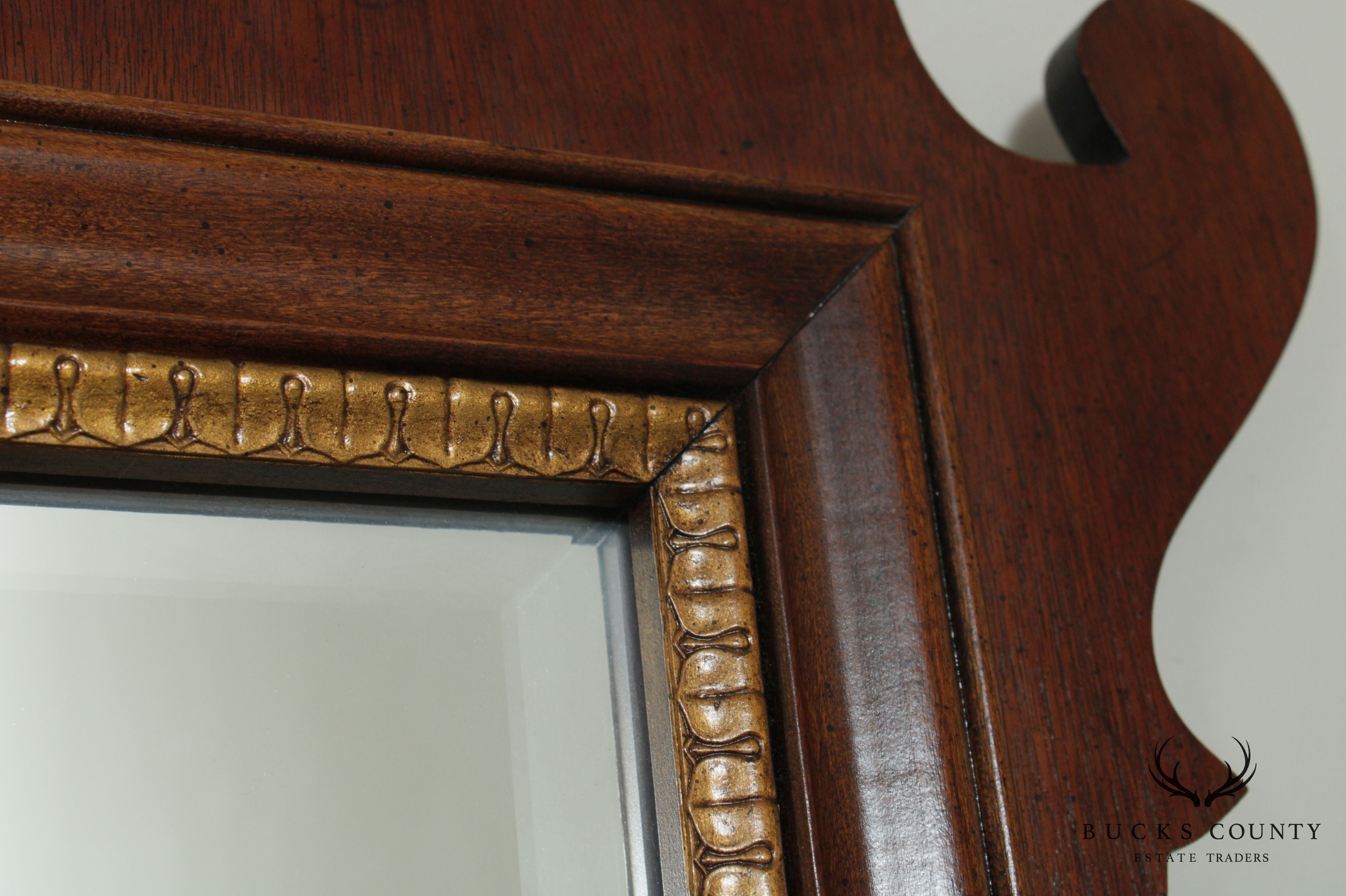 Chippendale Style Walnut Frame Beveled Wall Mirror