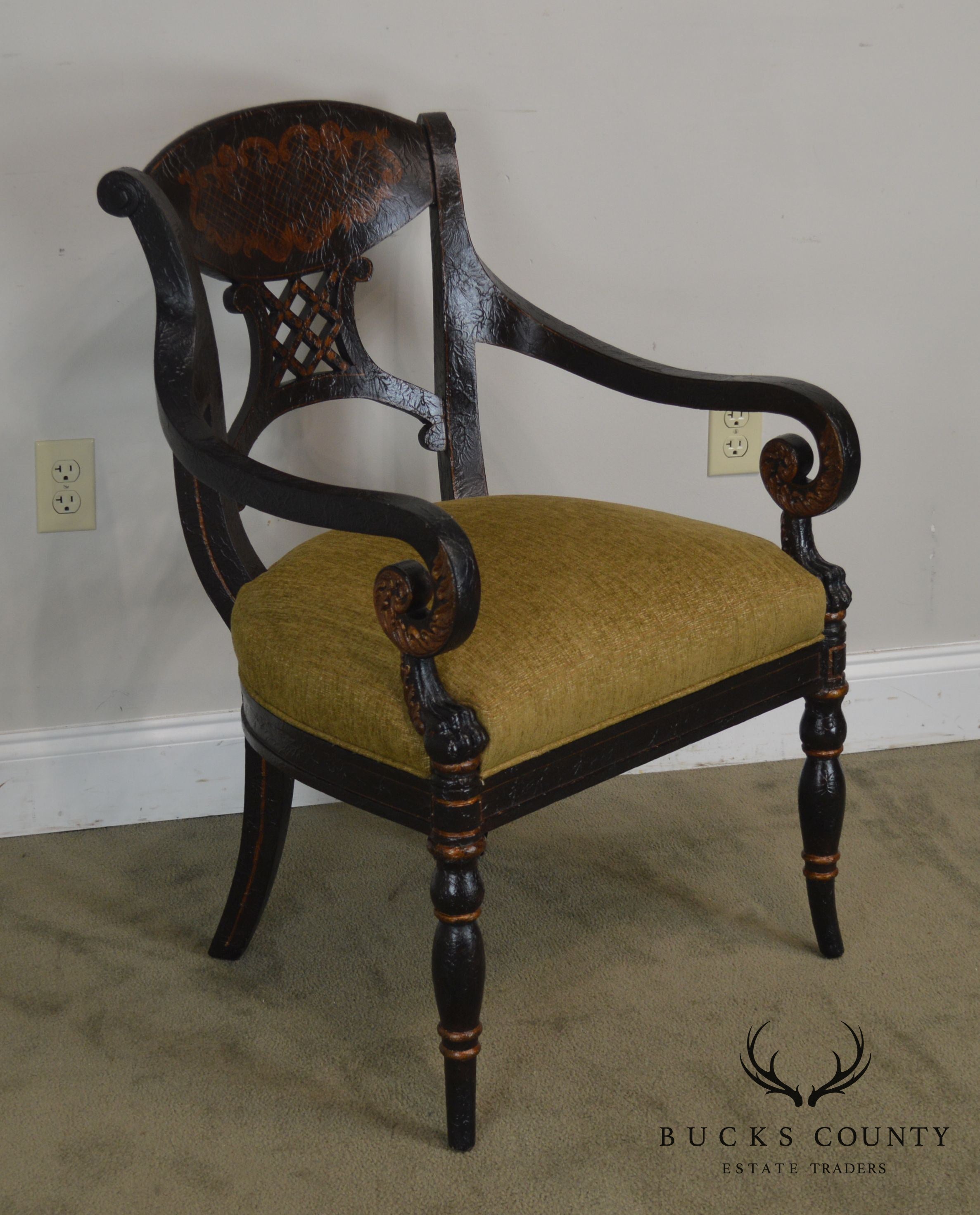 Regency Style Crackle Painted Armchair