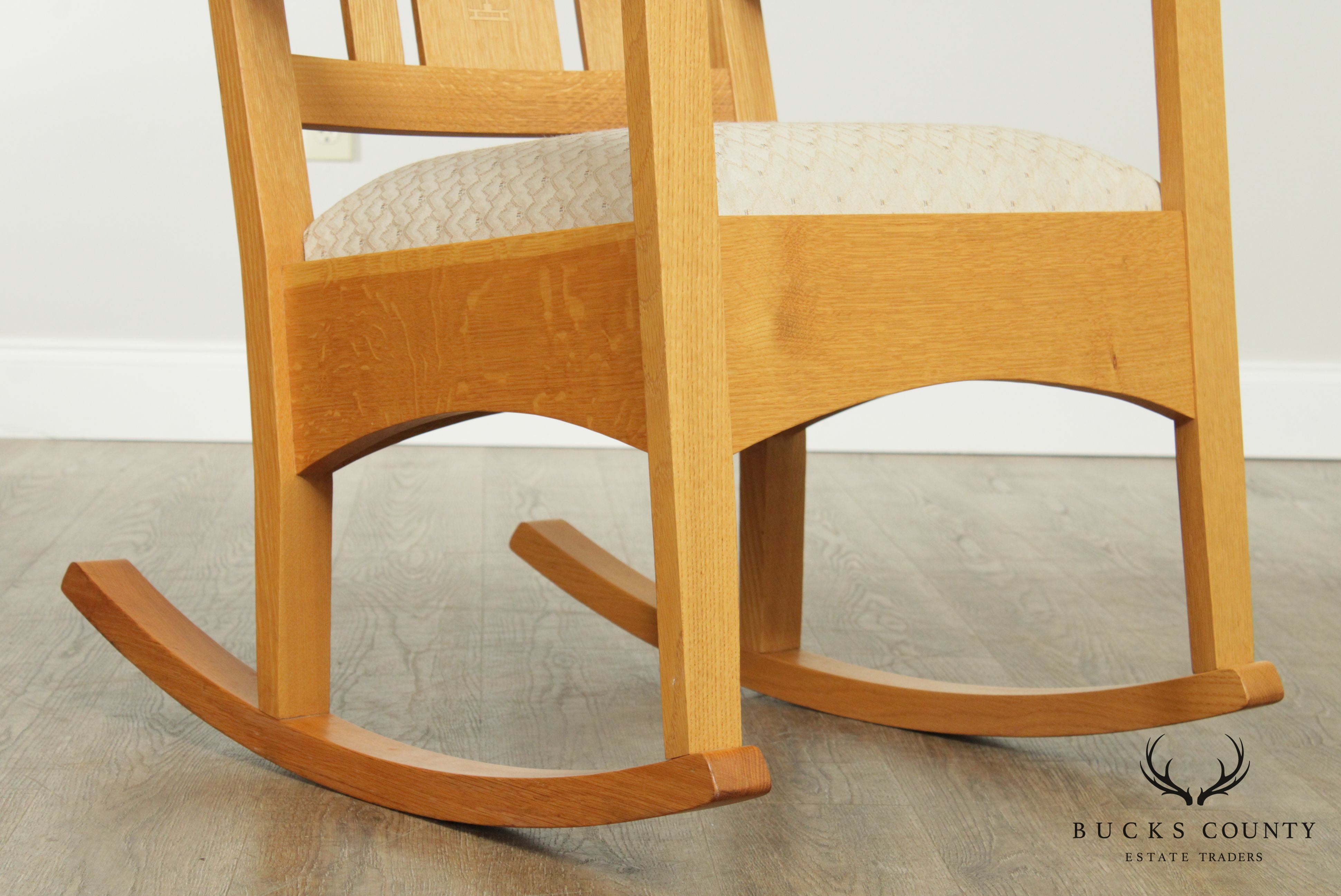 Mission Style Light Oak Inlaid Rocker