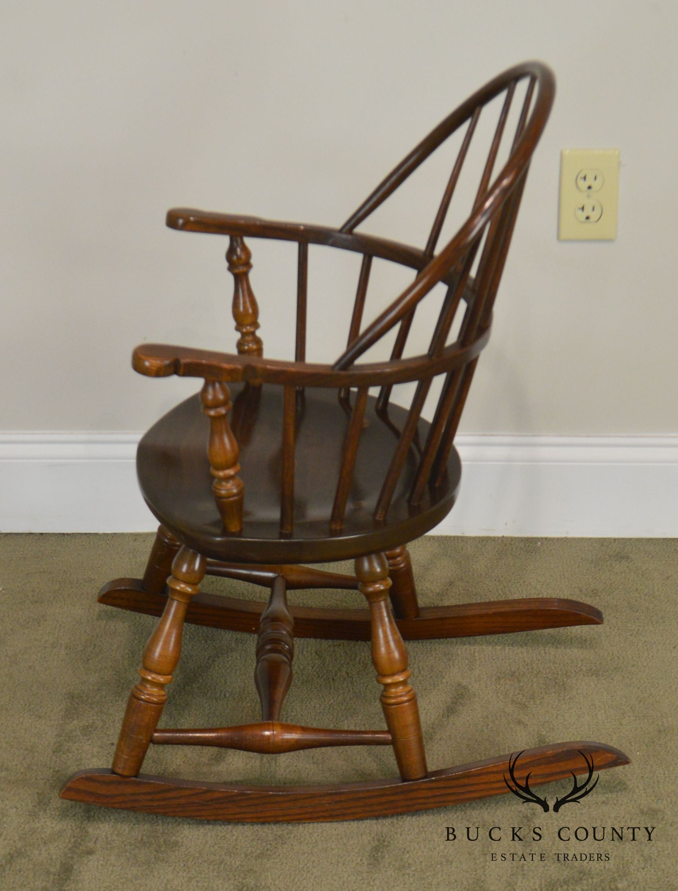 Frederick Duckloe & Bros Vintage Childs Small Windsor Rocker Rocking Chair