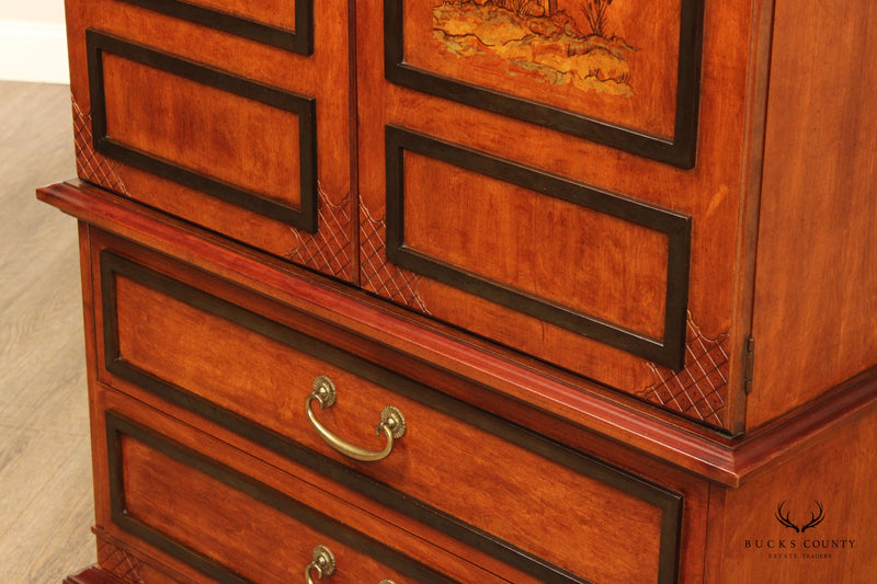 Stanley Furniture Chinoiserie Decorated Burlwood Armoire