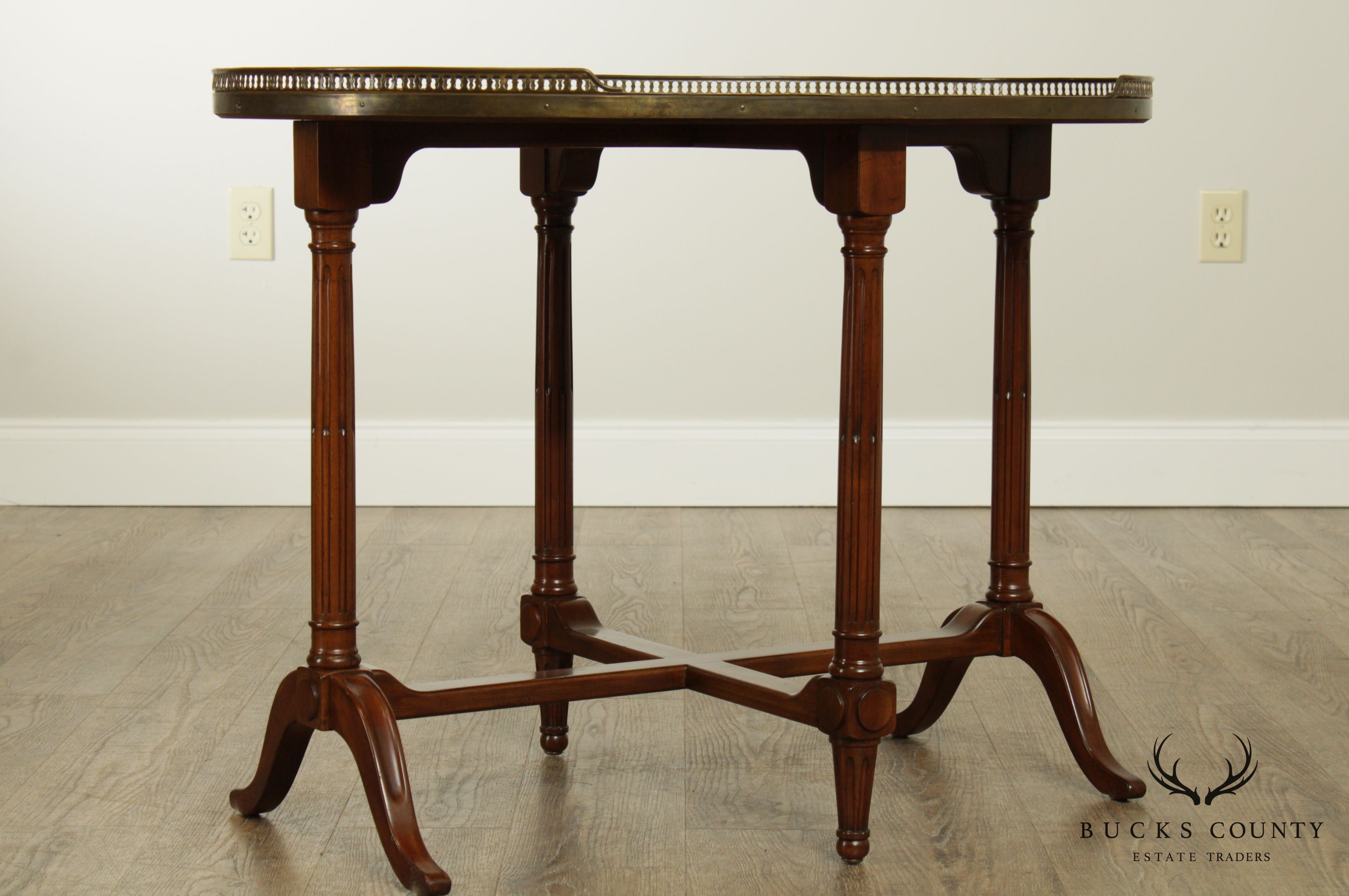 French Louis XVI Style Oval Walnut Bouillotte Table