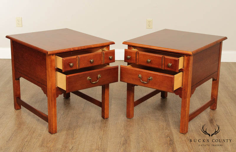 Riverside Handcrafted Pair Cherry 2 Drawer Side Tables