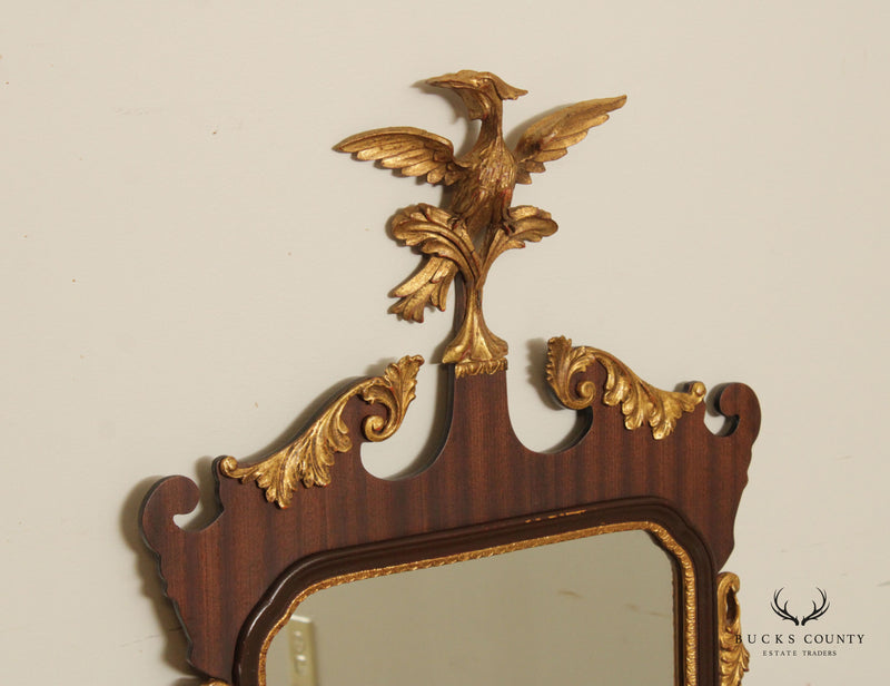 Carvers' Guild Chippendale Style Striped Mahogany Eagle Carved Wall Mirror
