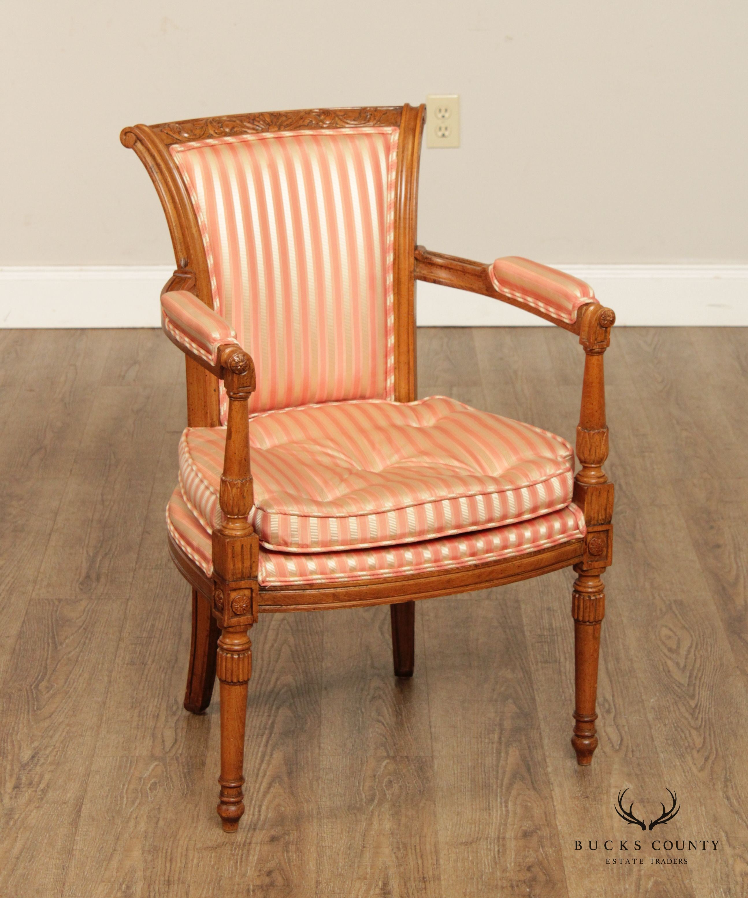 French Directoire Style Carved Fauteuil Arm Chair