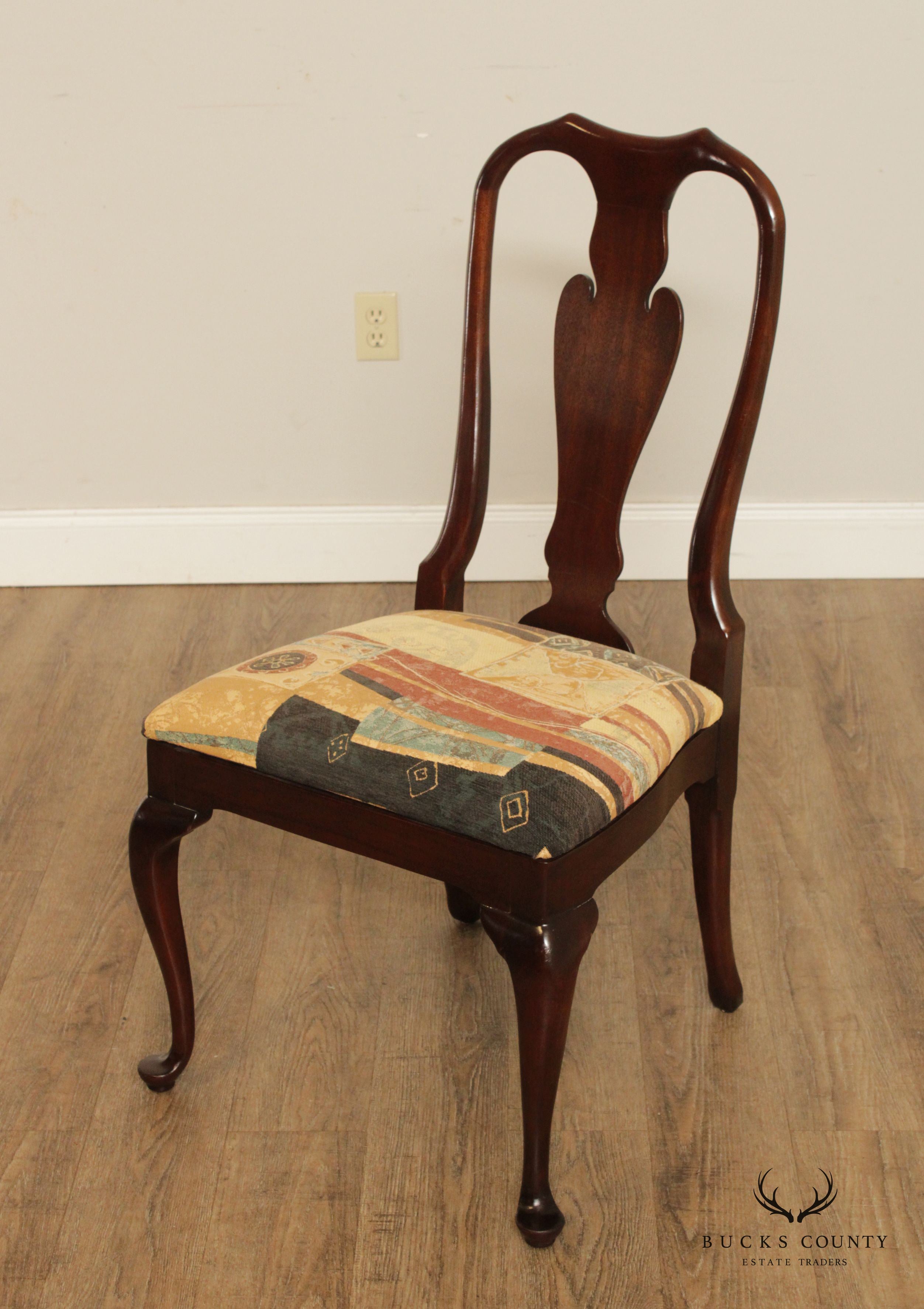 Queen Anne Style Set of Six Mahogany Dining Chairs