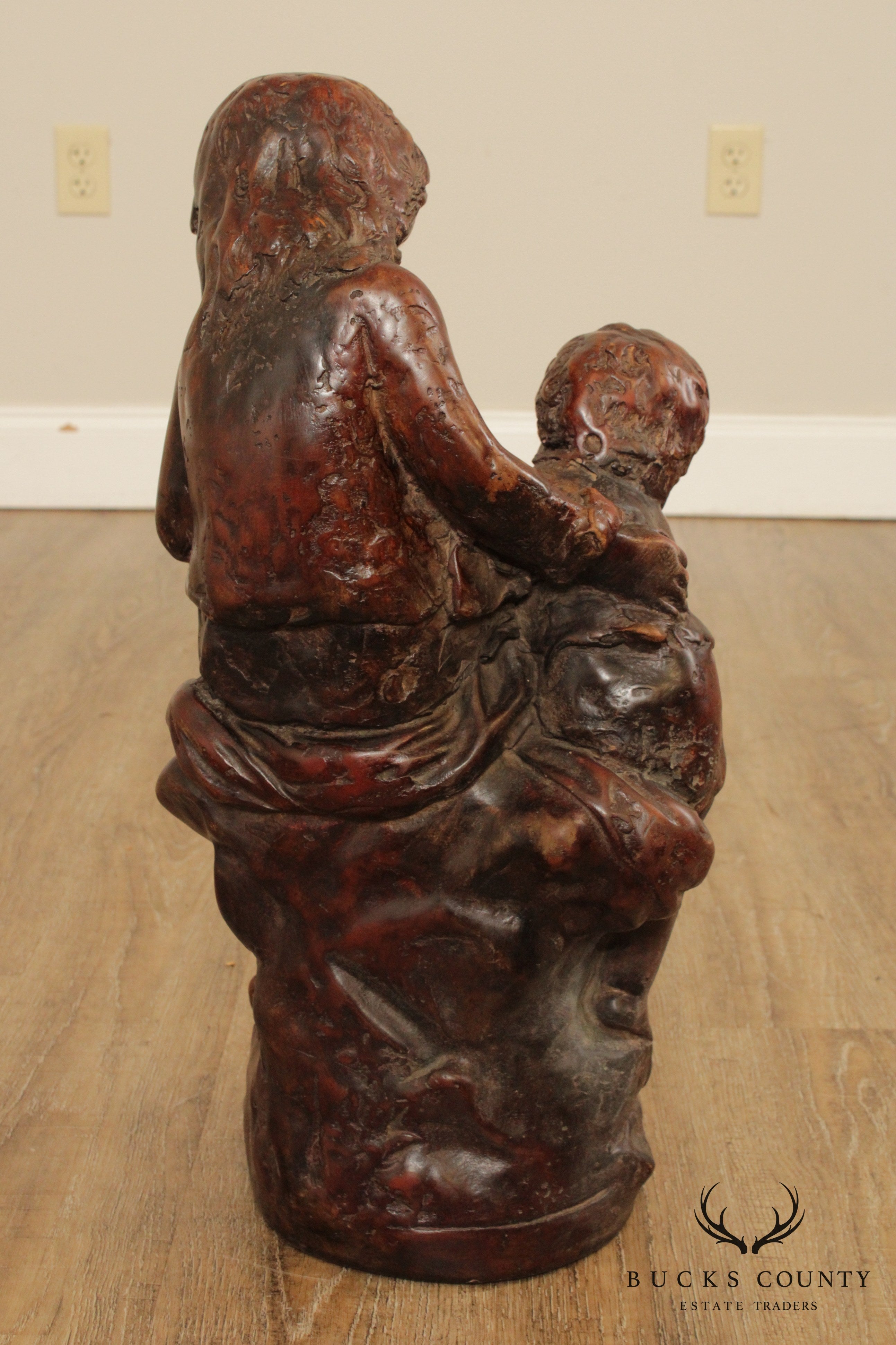 Vintage Mother and Child Reading Sculpture