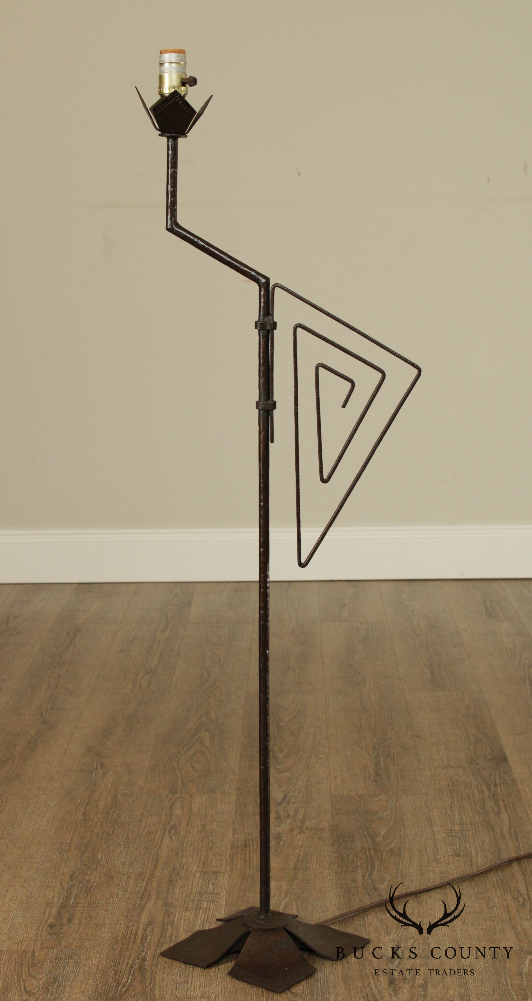 Beardsley Studios Chicago Art Deco Wrought Iron Floor Lamp