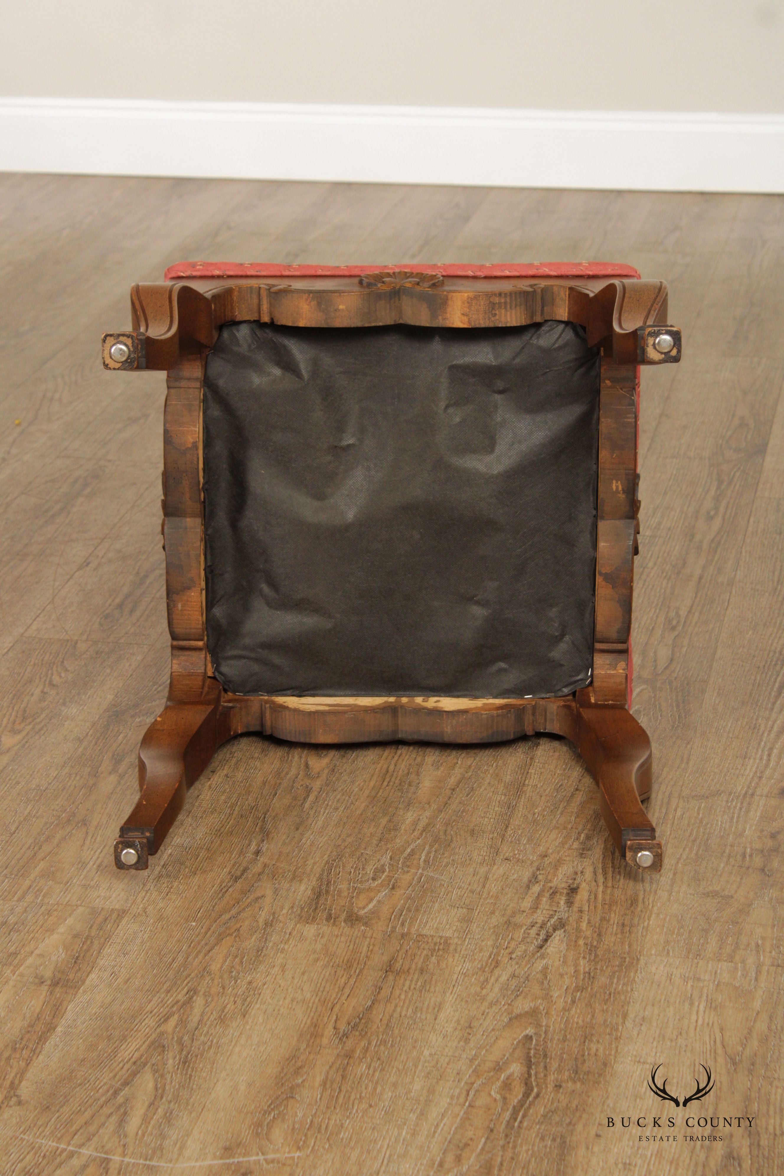 French Rococo Style Pair of Carved Stools