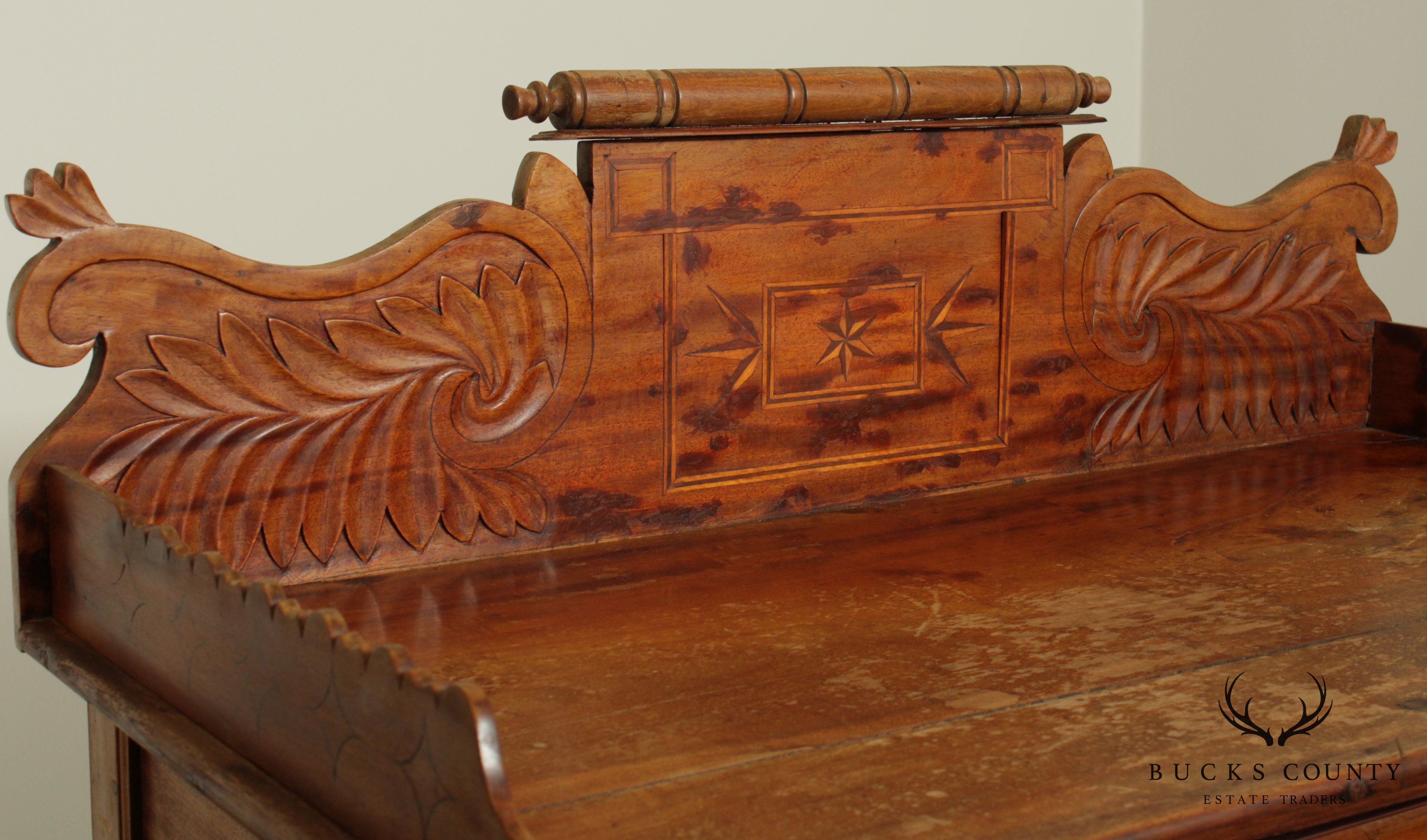 Caribbean or West Indies Antique Mahogany Inlaid Server