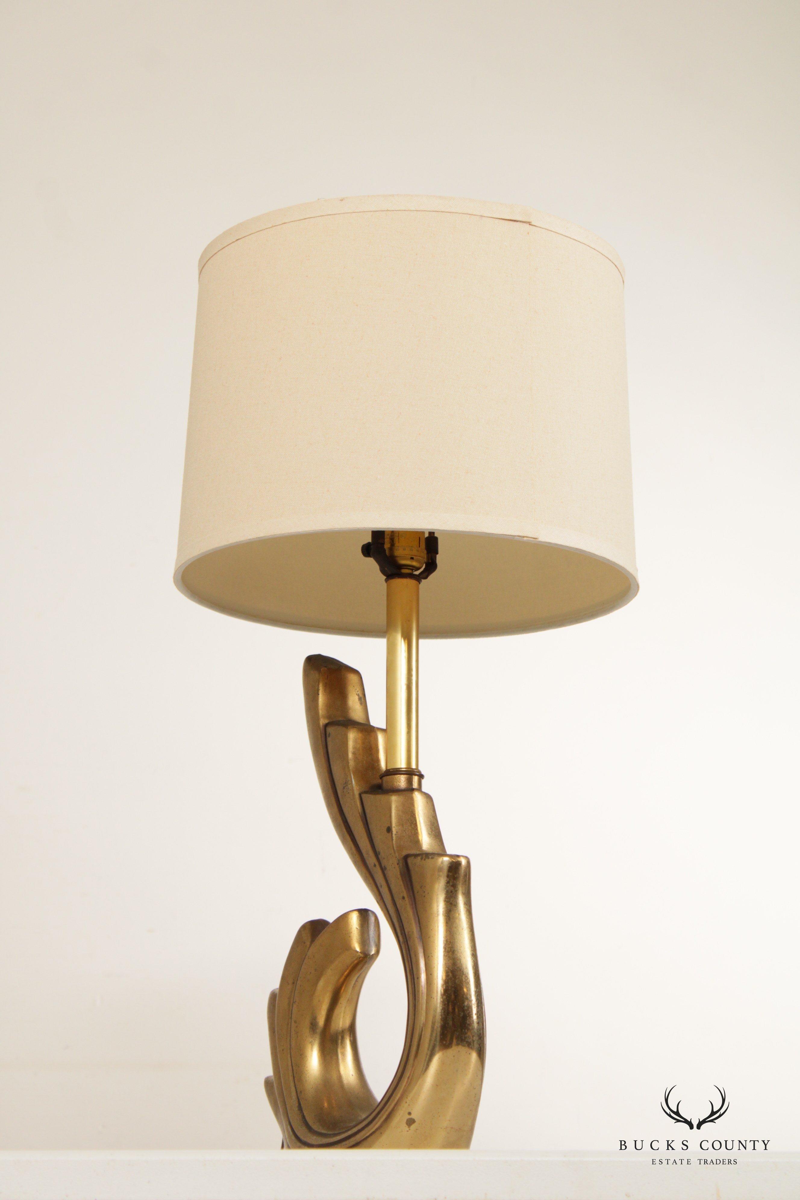 Pierre Cardin Style Pair Modernist Brass Table Lamps