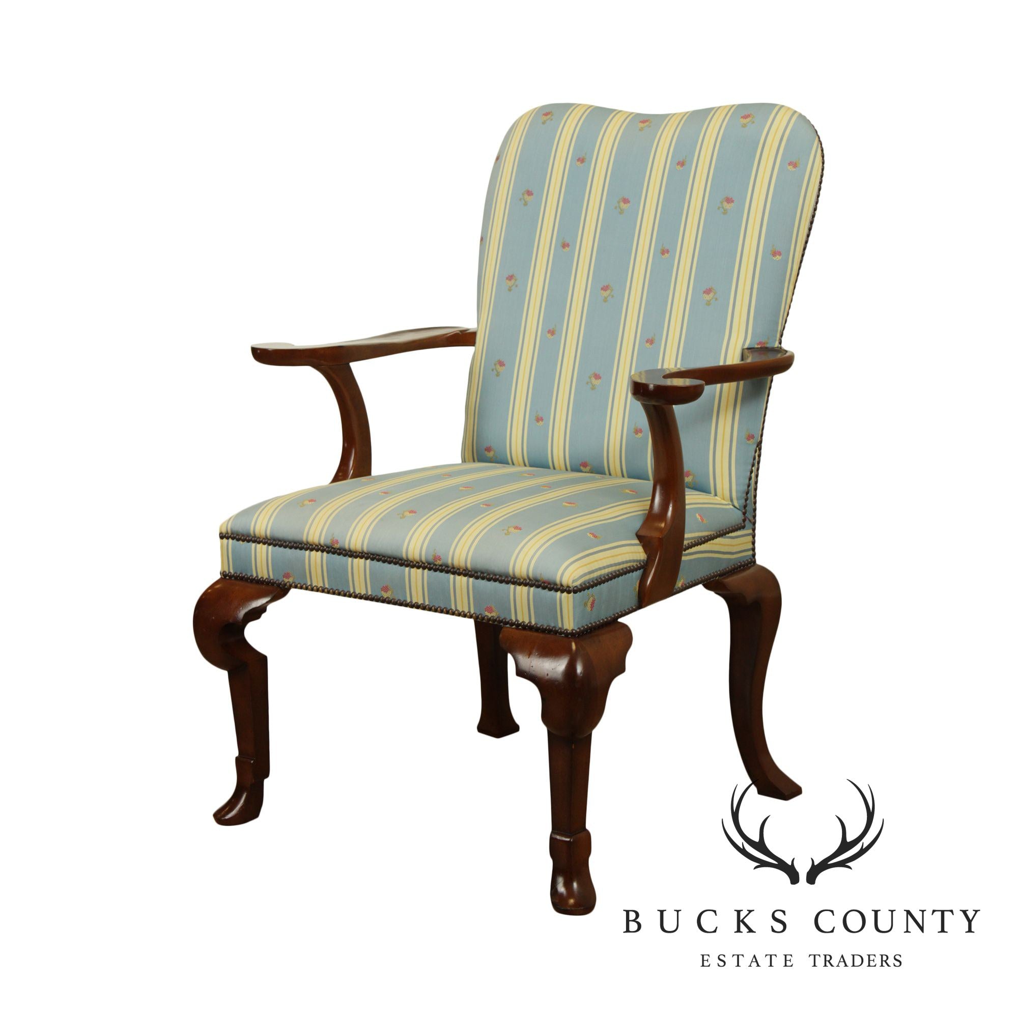 Baker Queen Anne Style Mahogany Armchair