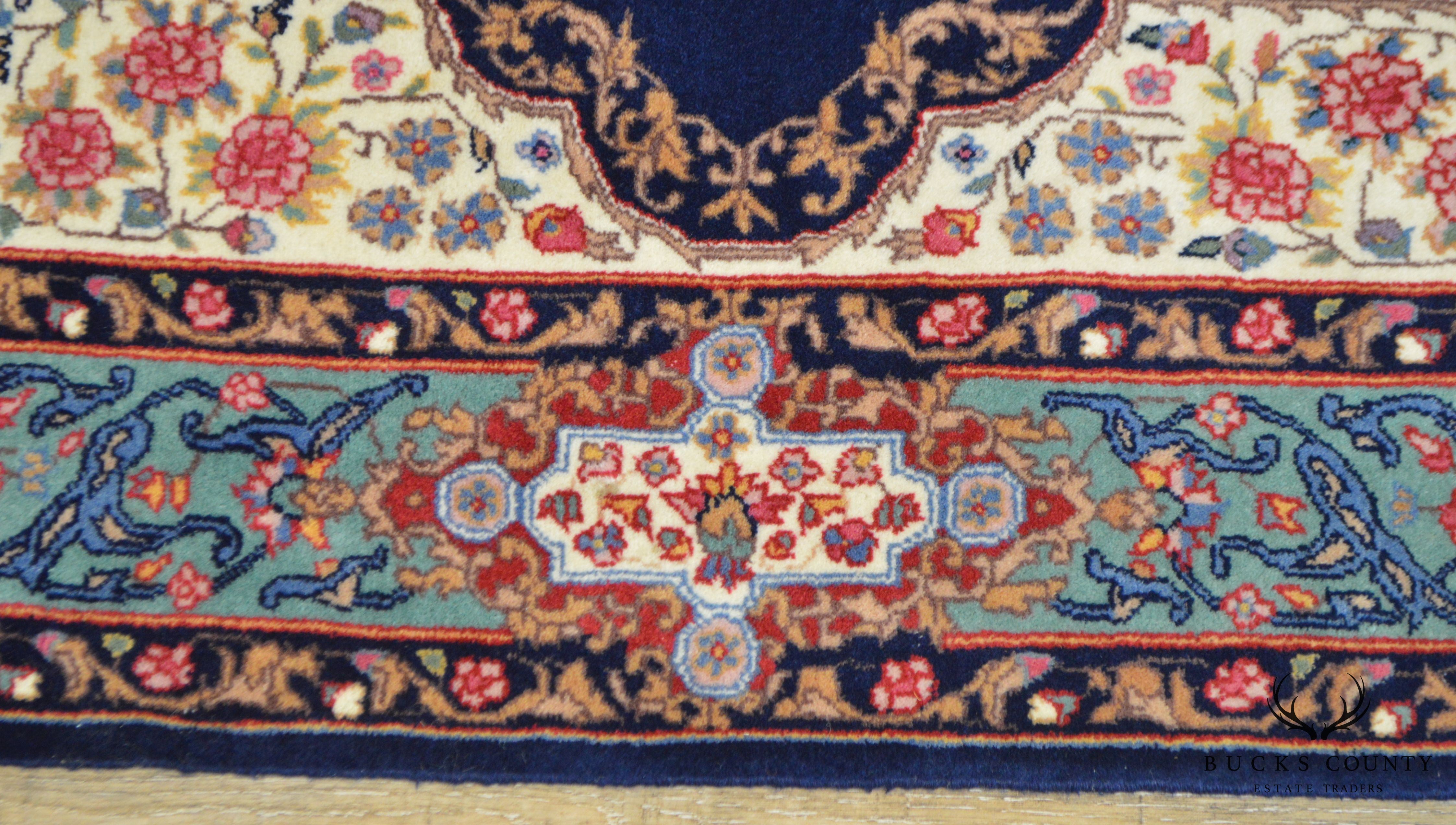 Fine Quality Hand Tied Blue Kirman 71"x60.5" Area Rug