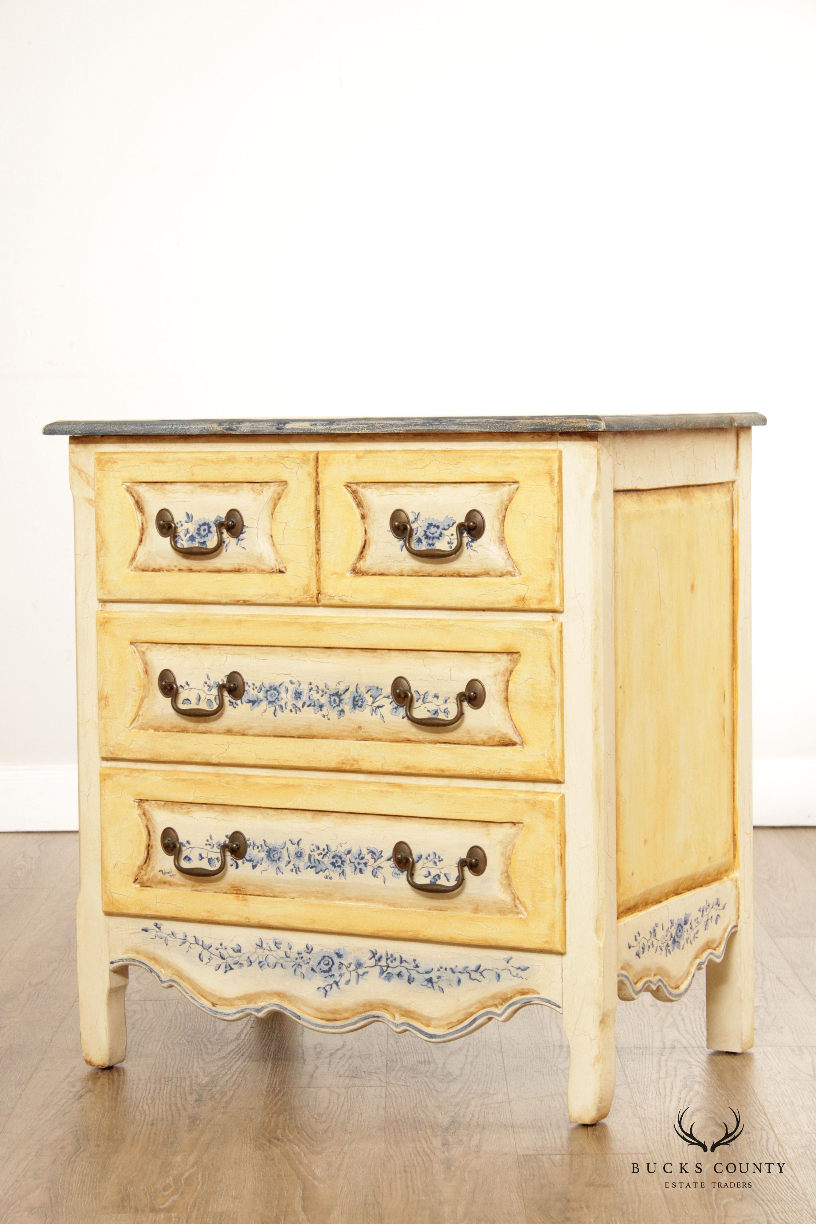 Habersham Plantation Country French Style Paint Decorated Chest of Drawers