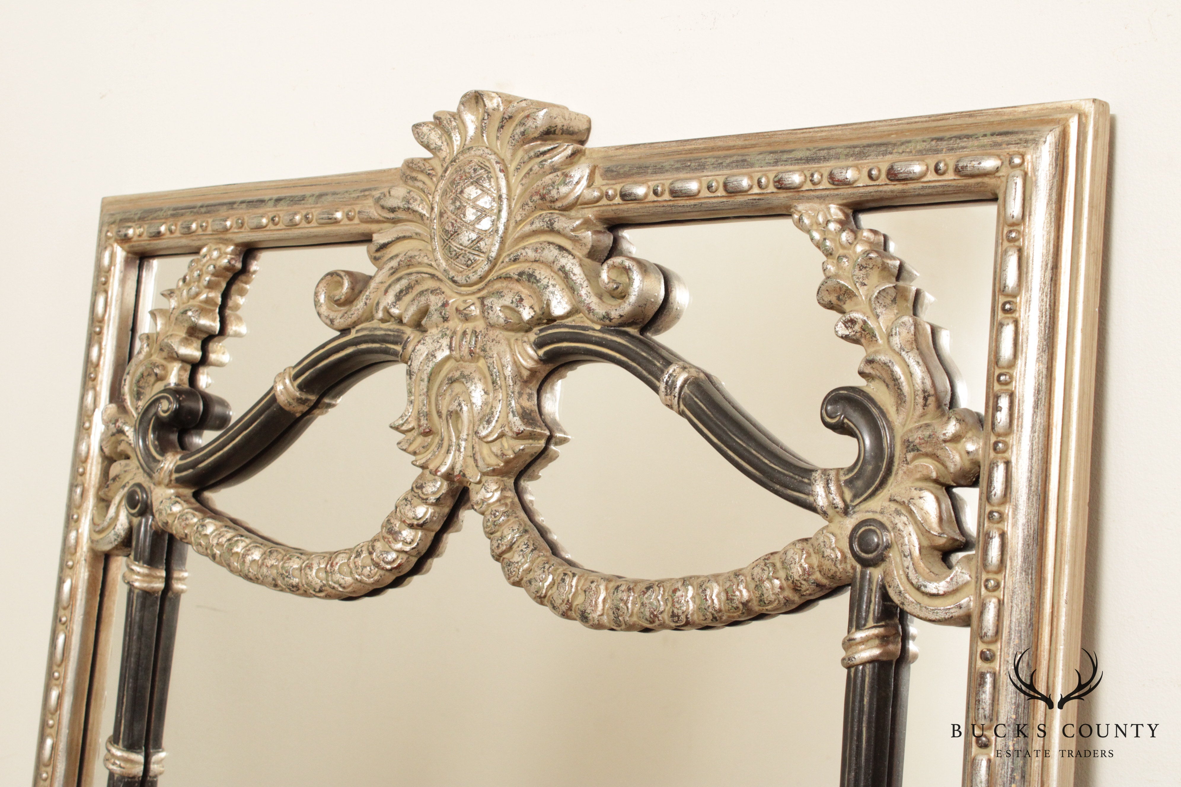 French Louis XV Style Silver Gilt Wall Mirror