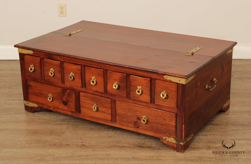 Campaign Style Pine Apothecary Storage Coffee Table