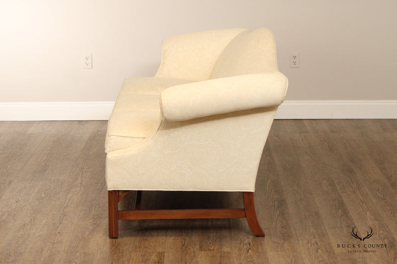 Ethan Allen Chippendale Style Custom Upholstered Camelback Sofa
