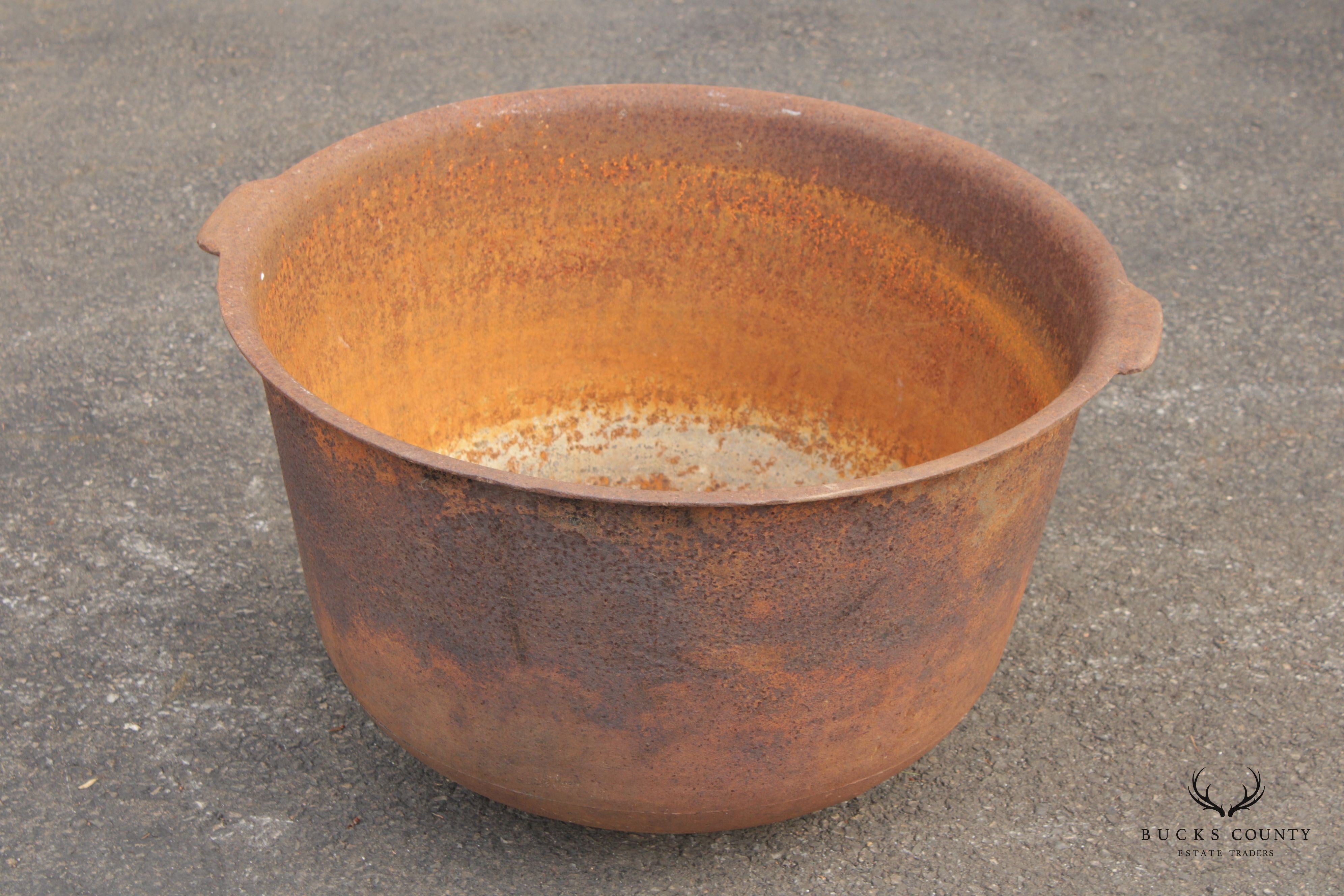 Antique Rustic Large Cast Iron Cauldron