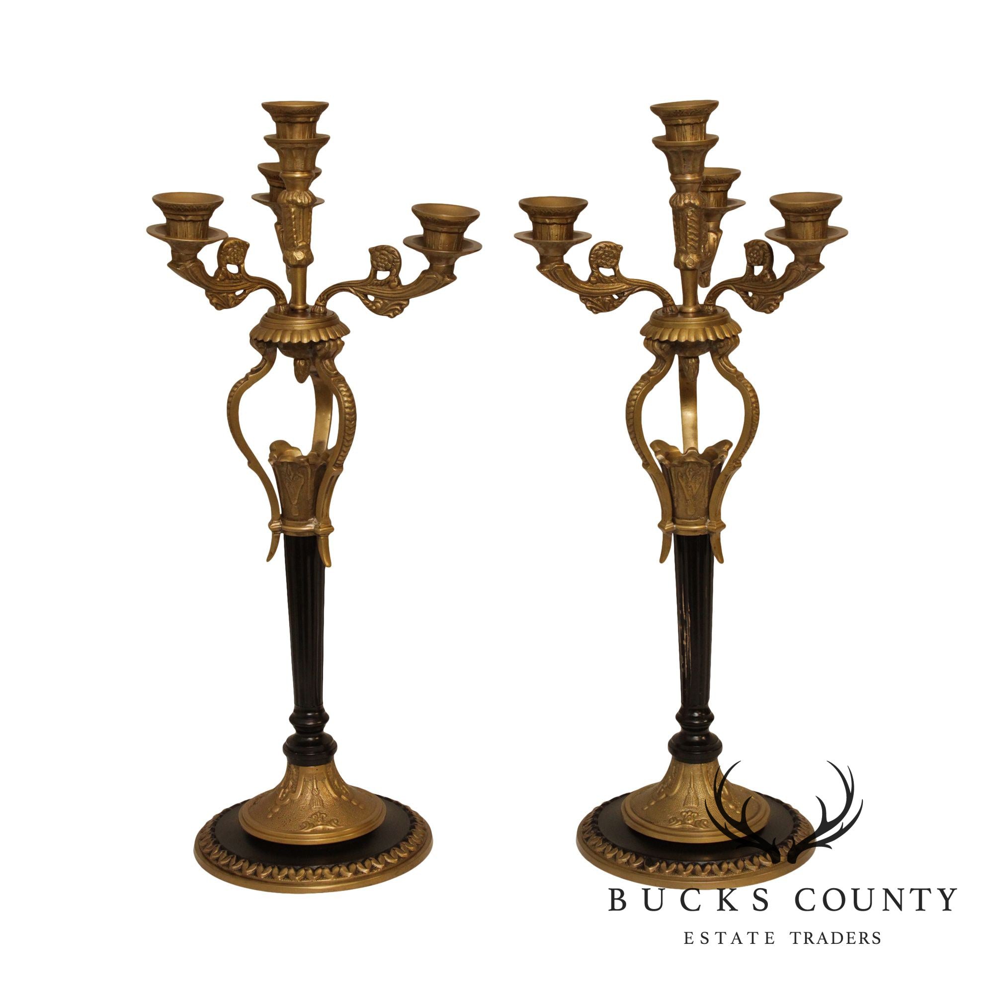 French Empire Style Pair Bronze Candelabra