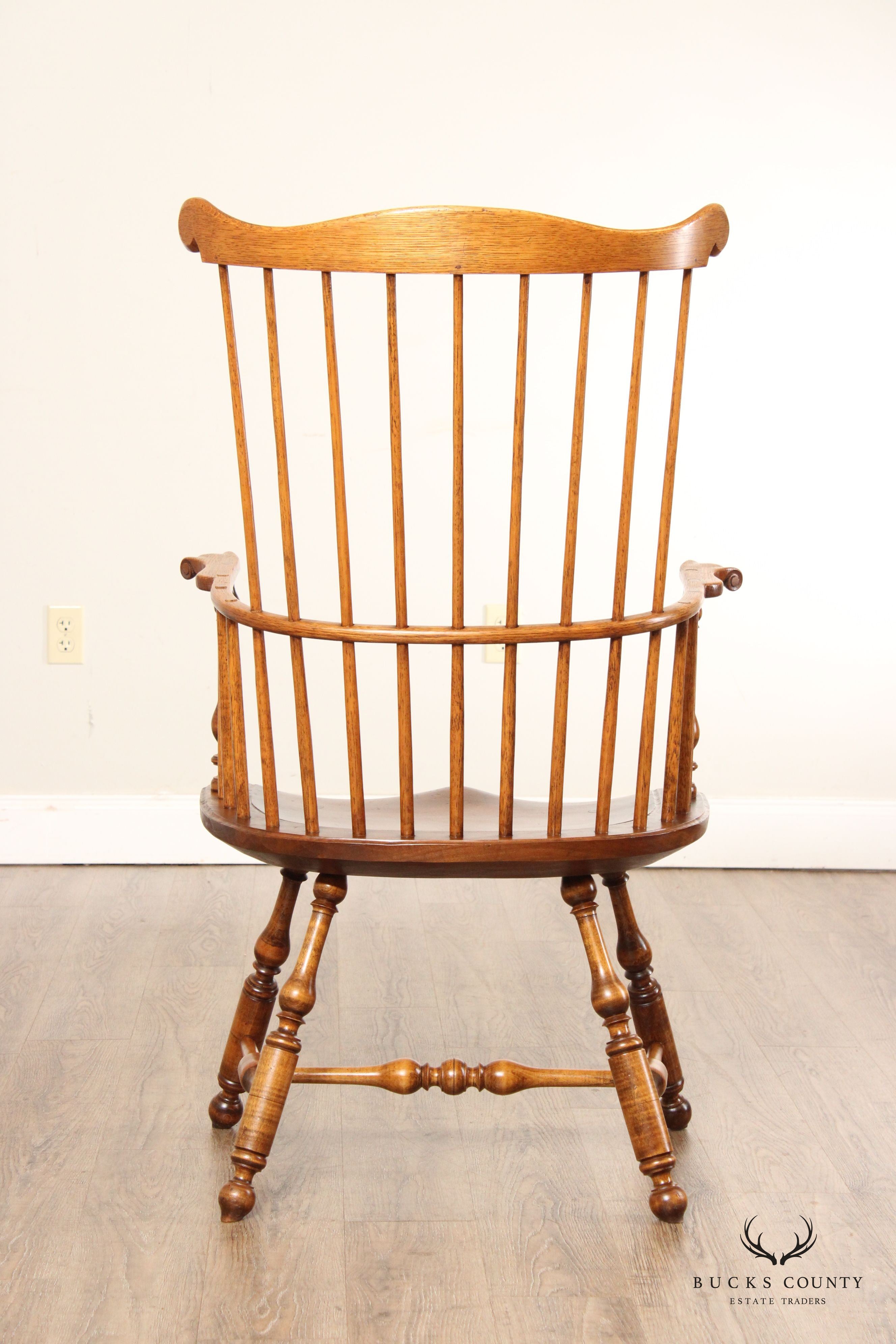 New England Oak and Maple Comb Back Windsor Armchair