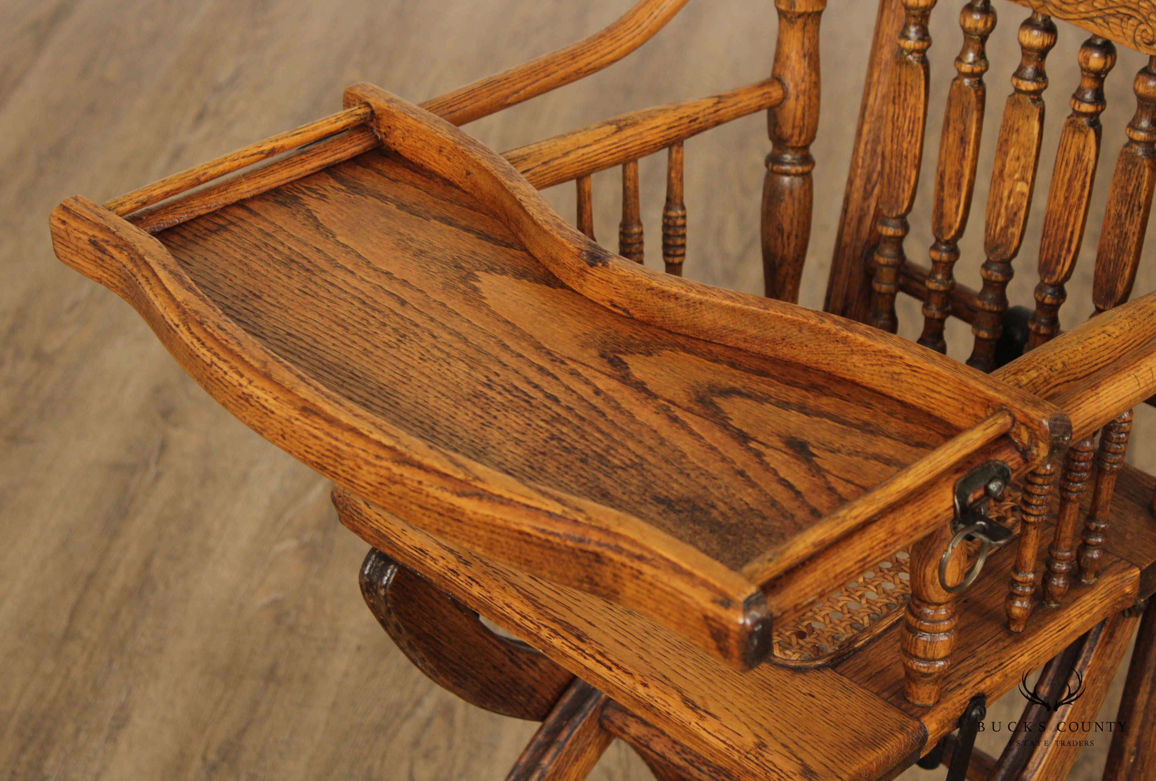 Antique Victorian Oak Combination High Chair