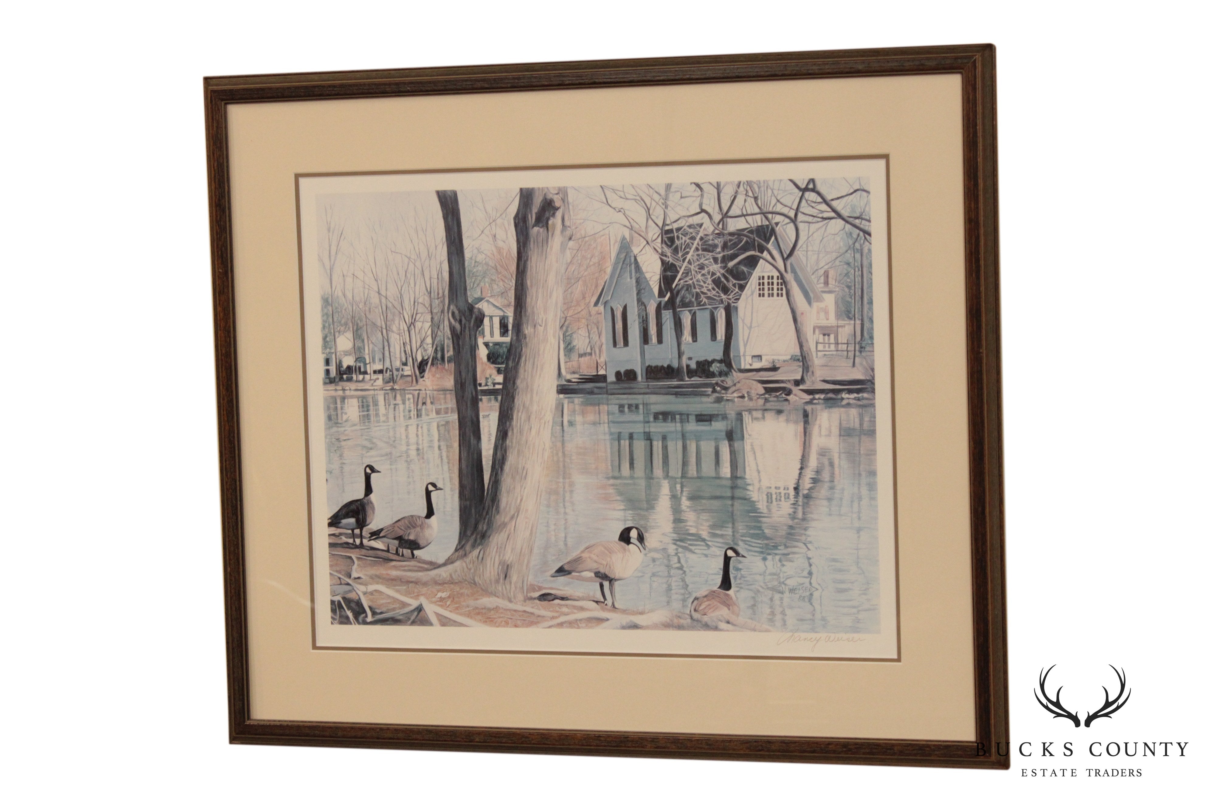 Nancy Weiser Pencil Signed Framed Print of Yardley Library