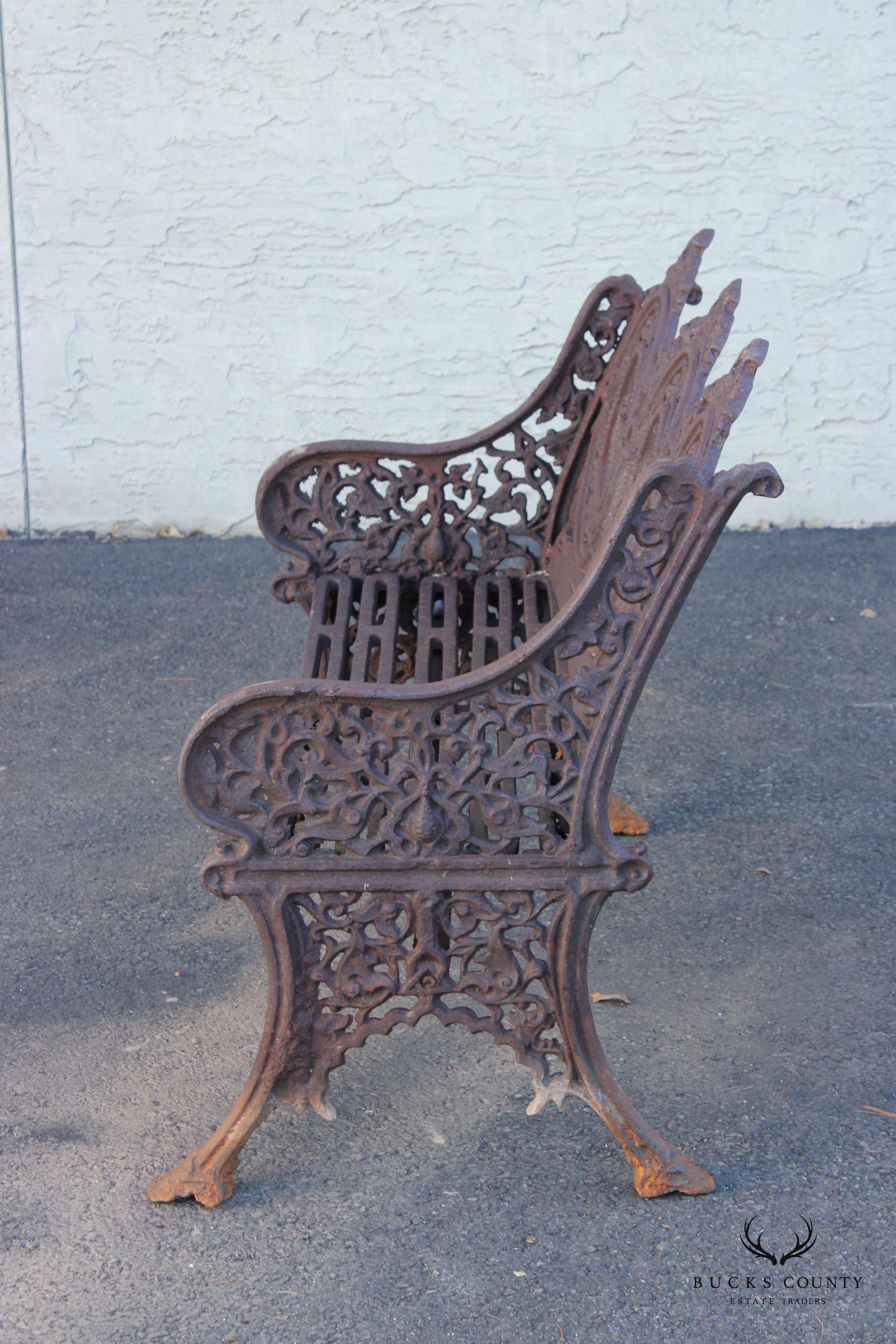 Victorian Style Cast Iron Outdoor Seasons Garden Bench