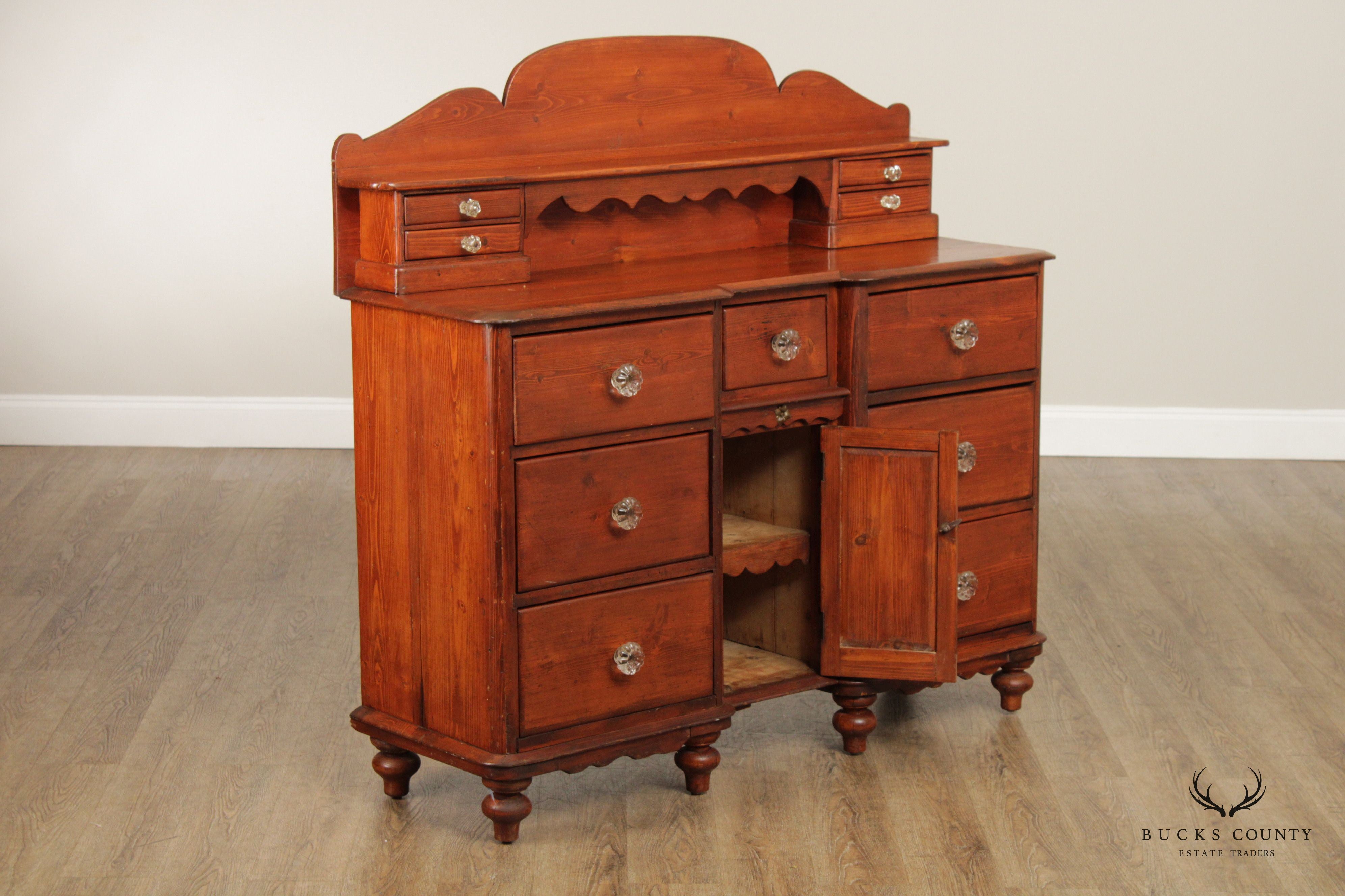 Antique English Pine Sideboard Server