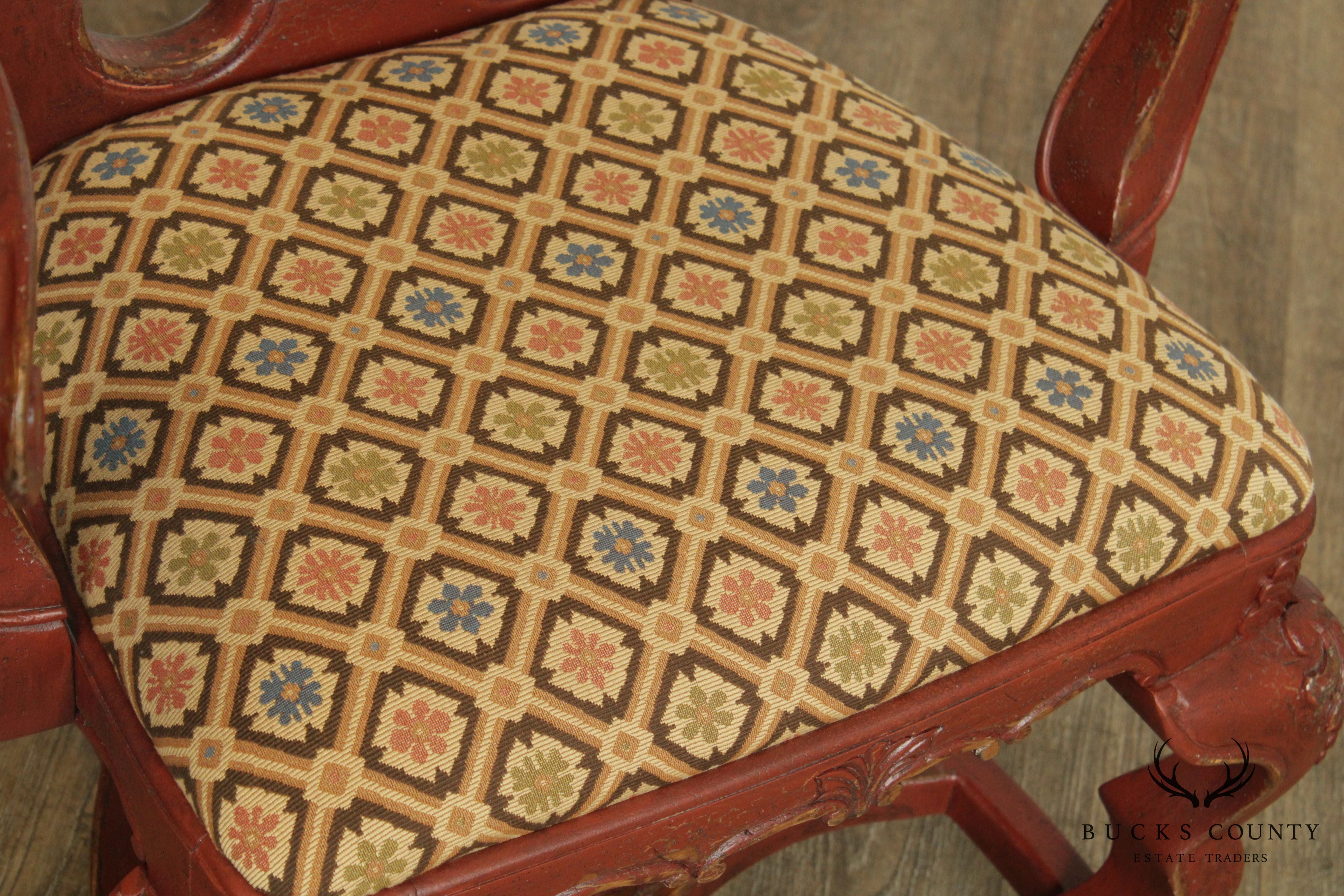 Habersham Red Painted Georgian Style Armchair