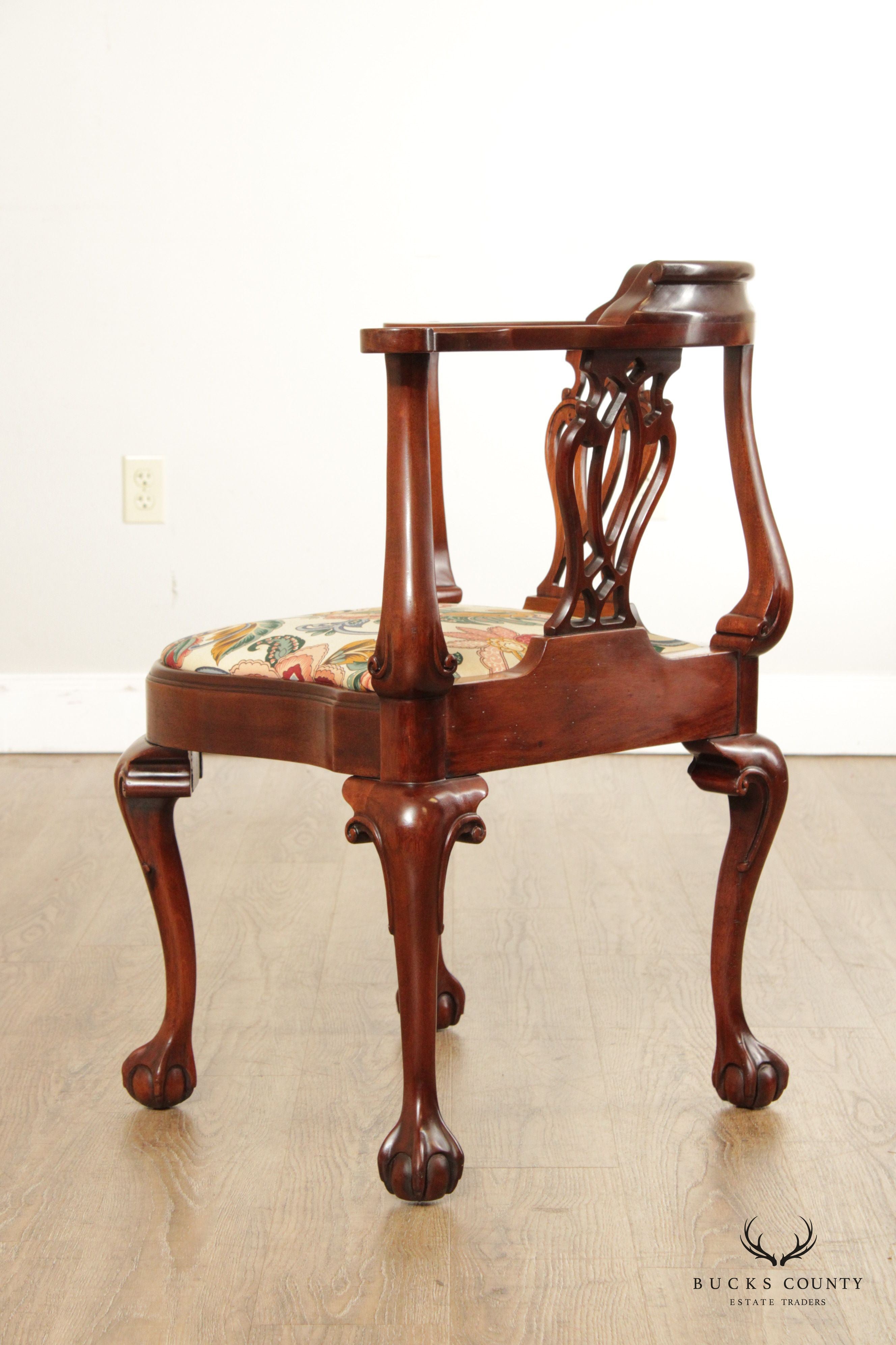 Southwood Chippendale Style Mahogany Ball and Claw Corner Chair