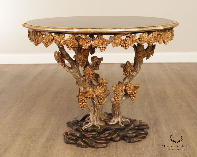 Italian Venetian Carved Wood Faux Bois Center Table