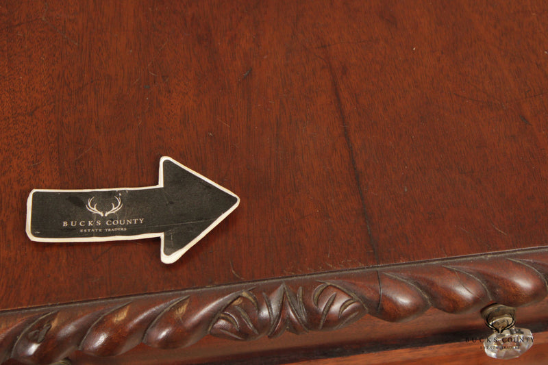 Renaissance Revival Carved Mahogany Drop Leaf Side Table