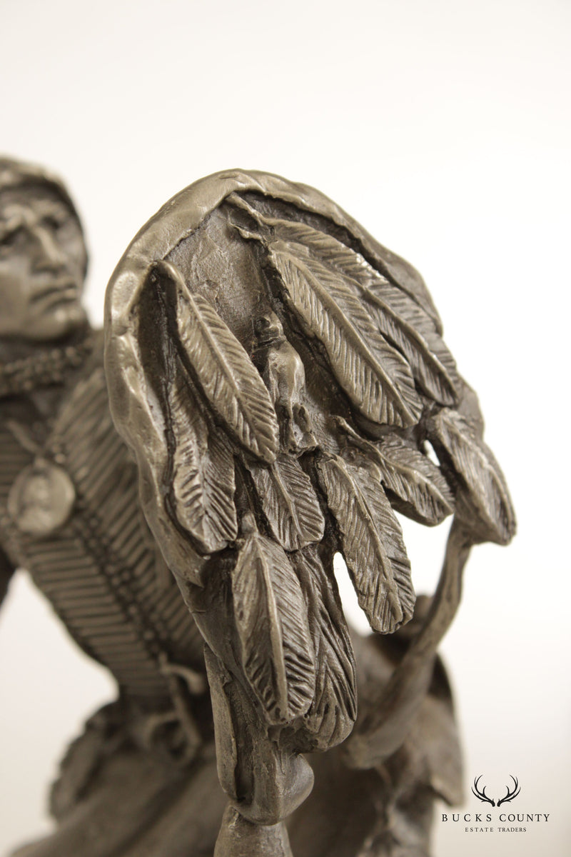 Jim Ponter Native American 'Comanche Warrior' Pewter Sculpture