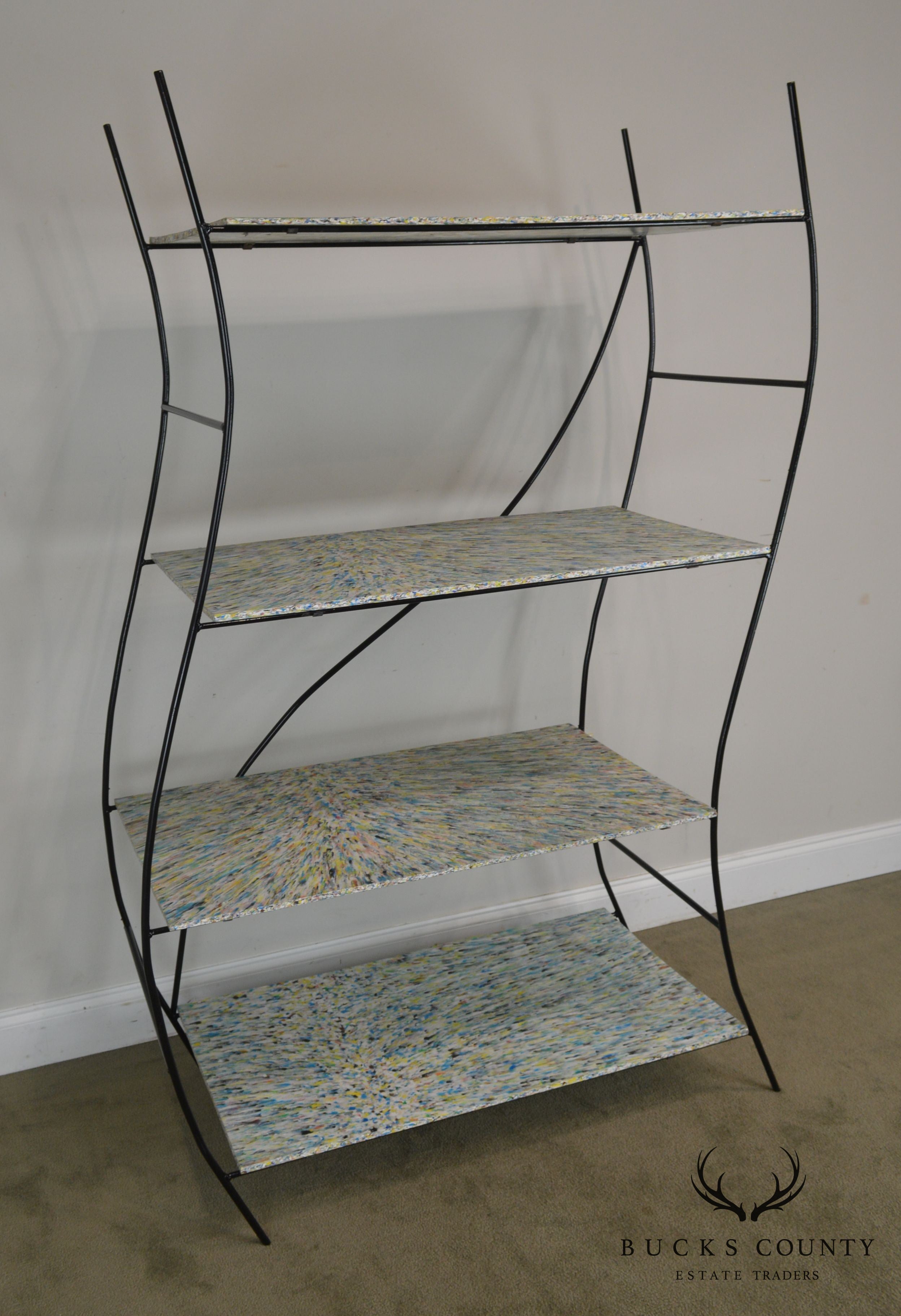 Whimsical Mid Century Modern Iron Etagere Display Rack