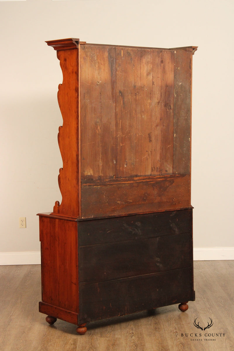 Antique 19th C. Early American Pine Cupboard Hutch