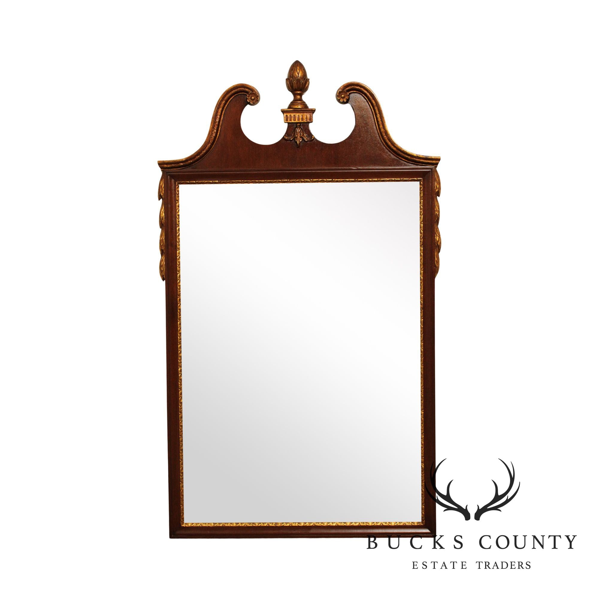 Friedman Brothers Vintage Georgian Style Mahogany, Partial Gilt Wall Mirror #5488