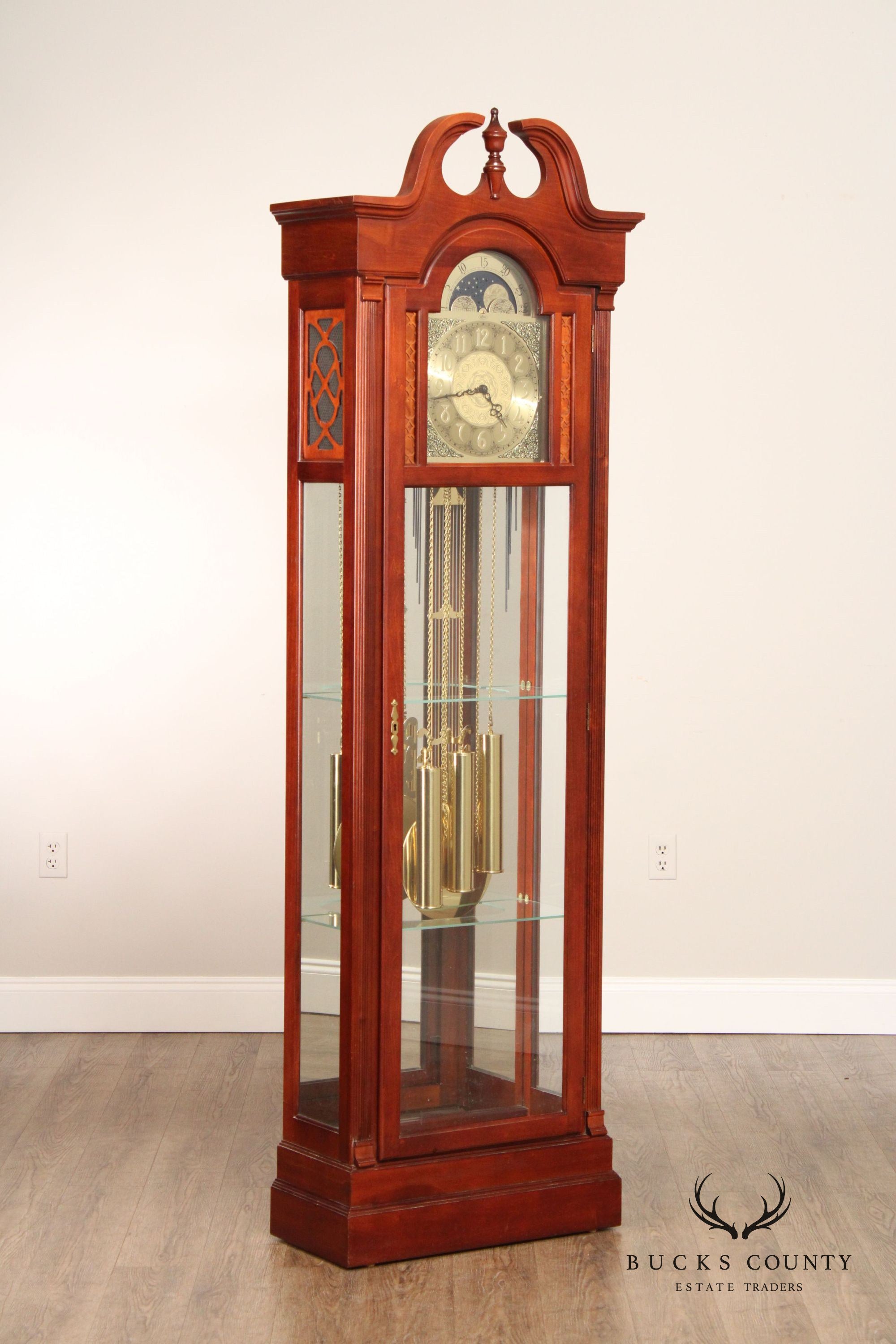 RIDGEWAY TRADITIONAL CHERRY TALL CASE GRANDFATHER CLOCK