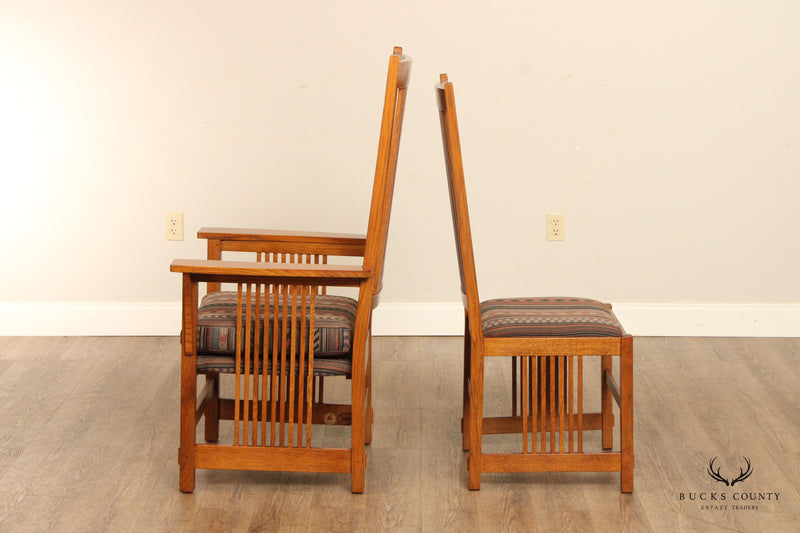 Stickley Mission Collection Set of Six Oak Spindle Dining Chairs