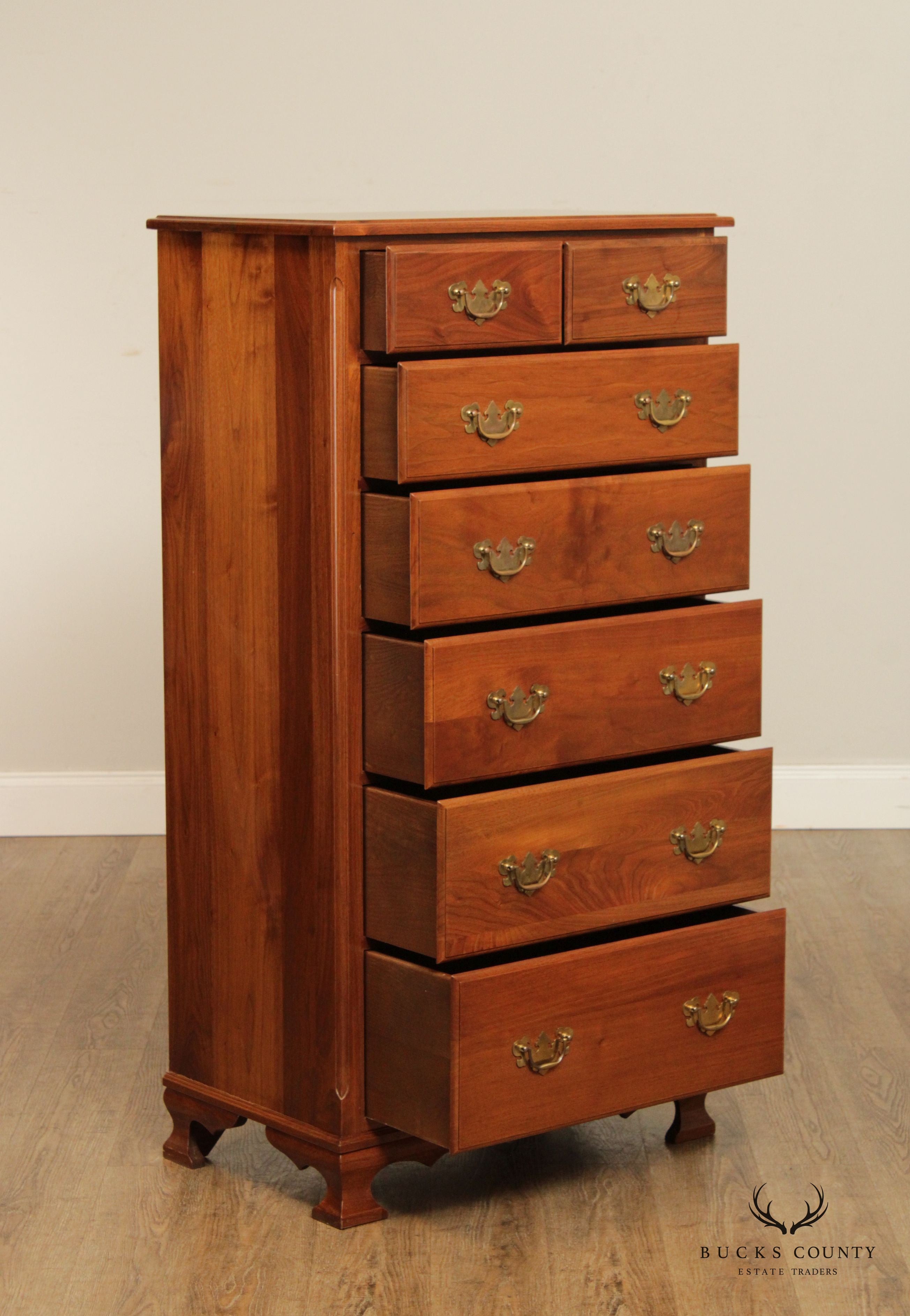 Chippendale Style Custom Crafted Solid Walnut Tall Chest