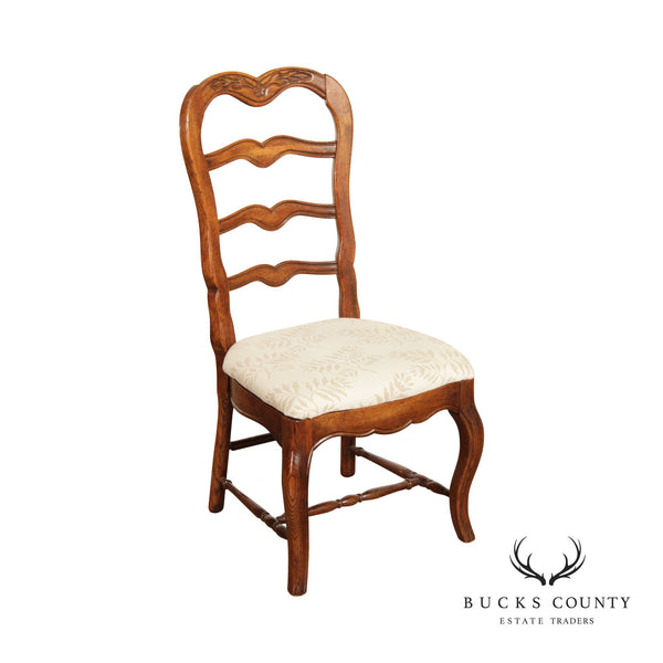 French Country Style Carved Oak Ladderback Side Chair