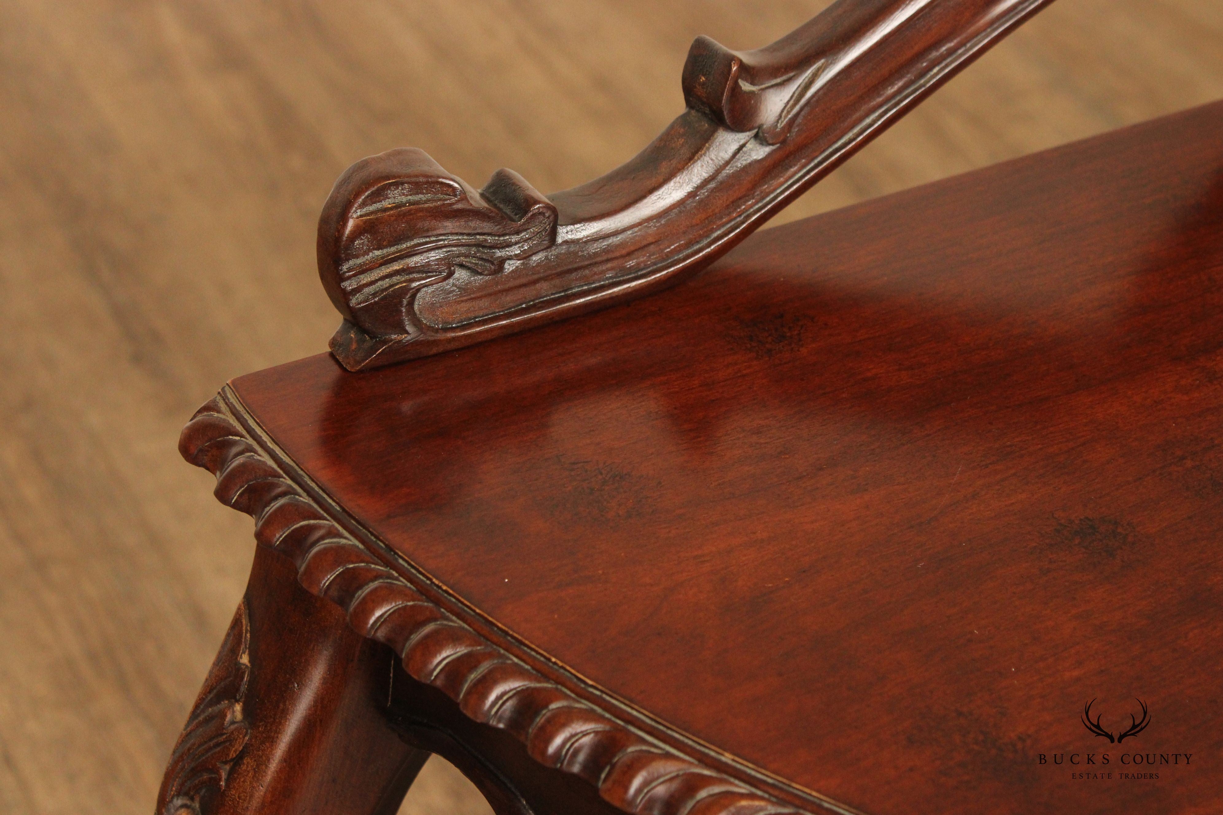 Italian Rococo Style Carved Mahogany Demilune Console Table