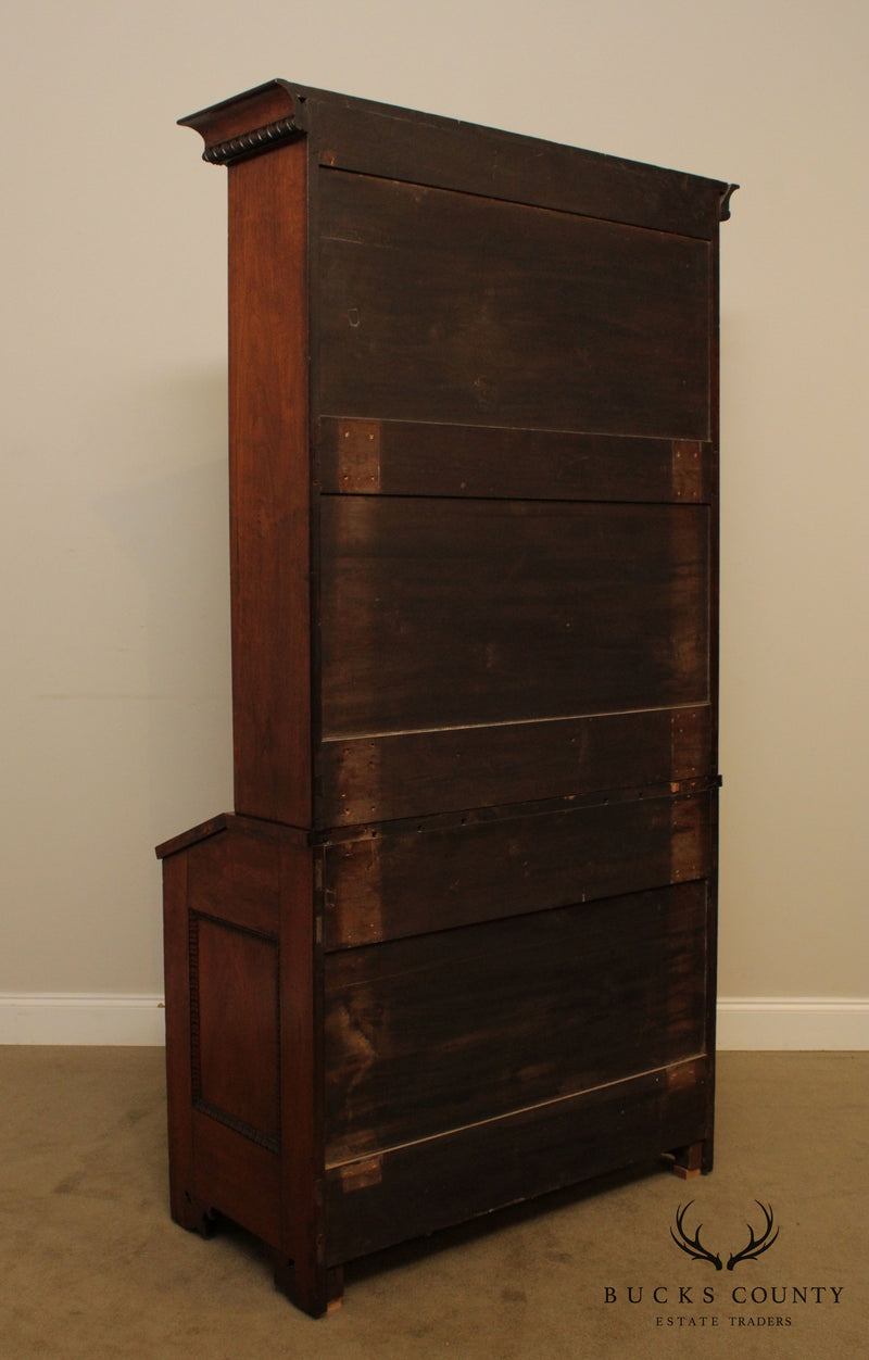 Antique 19th Century Solid Walnut Victorian Era Bookcase Secretary Desk