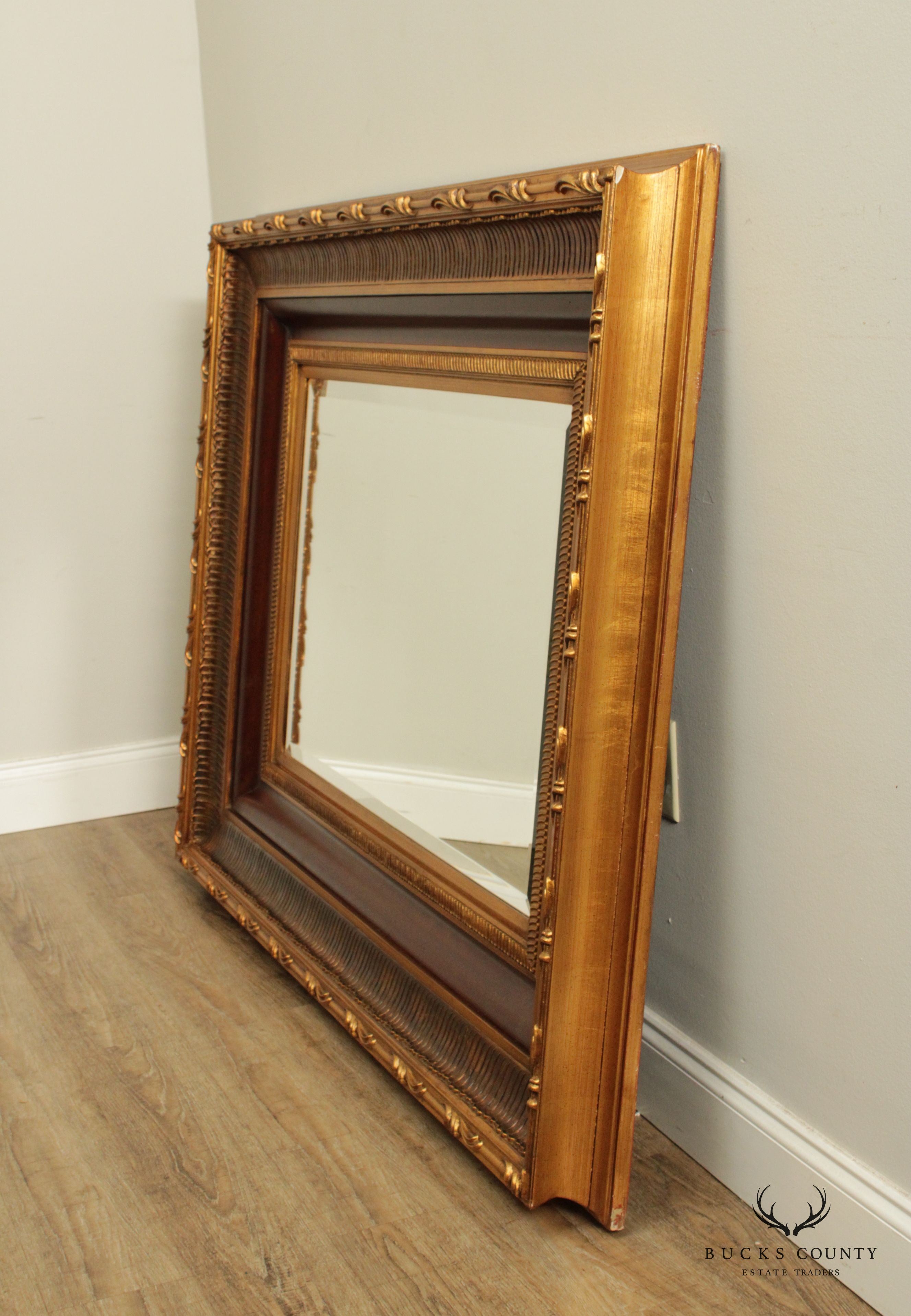 Quality Carved Gold Framed Large Beveled Wall Mirror