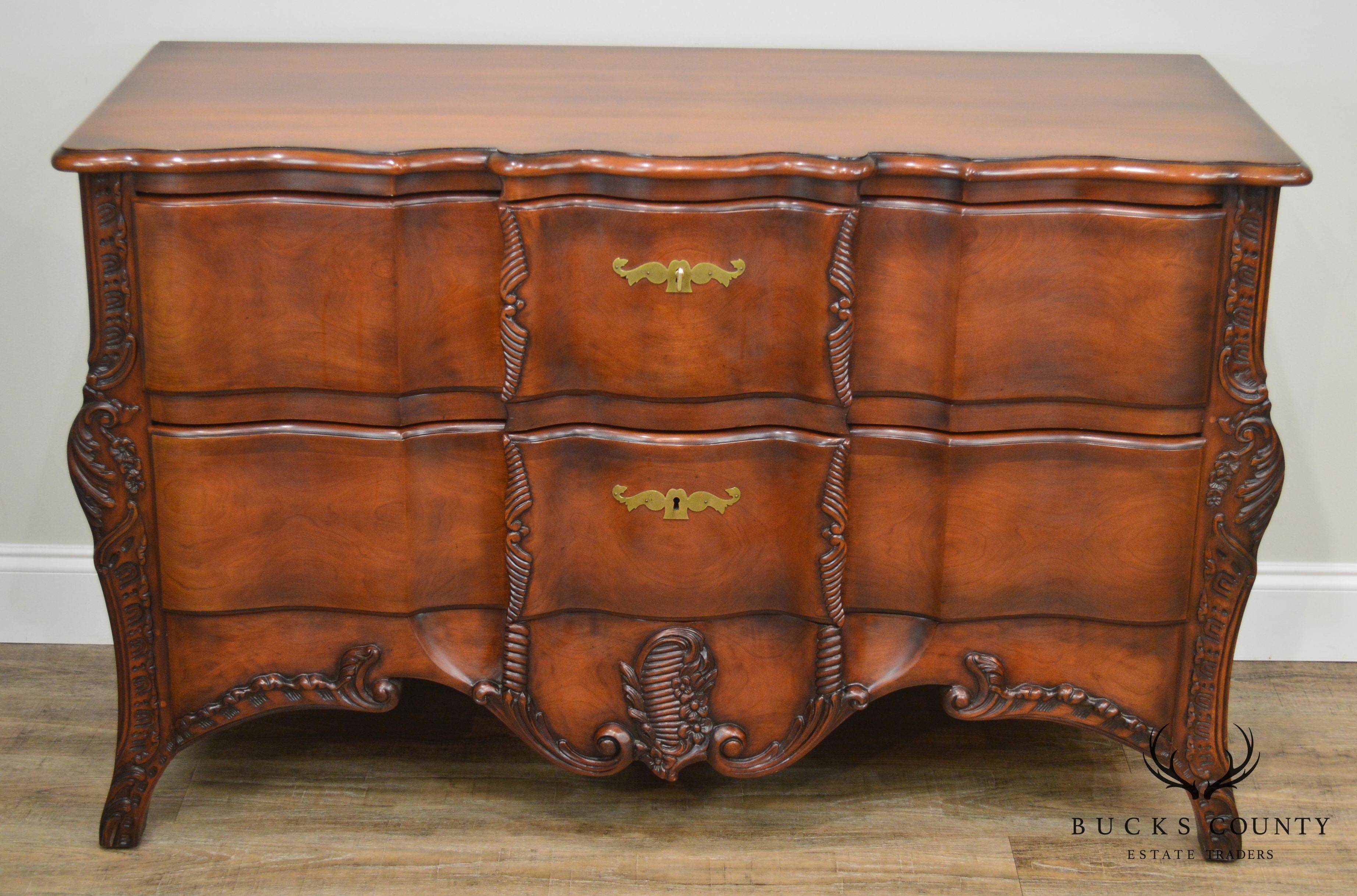 Widdicomb French Louis XV Style Fruitwood Carved Serpentine Chest of Drawers